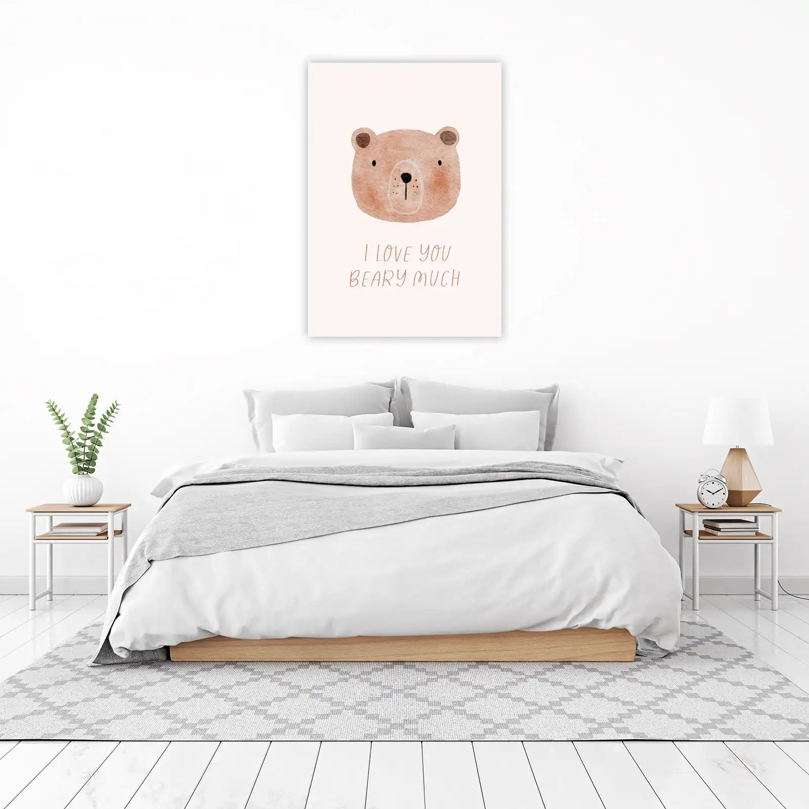 Cute Bear "Beary Much" Watercolour Wall Art