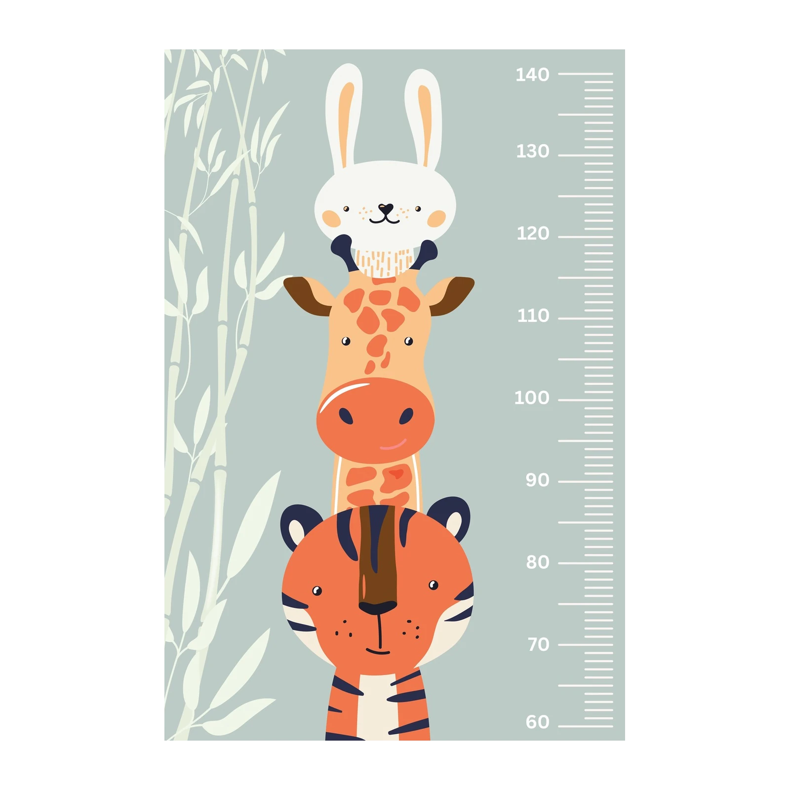 Jungle Safari Animals Growth Chart Wall Art