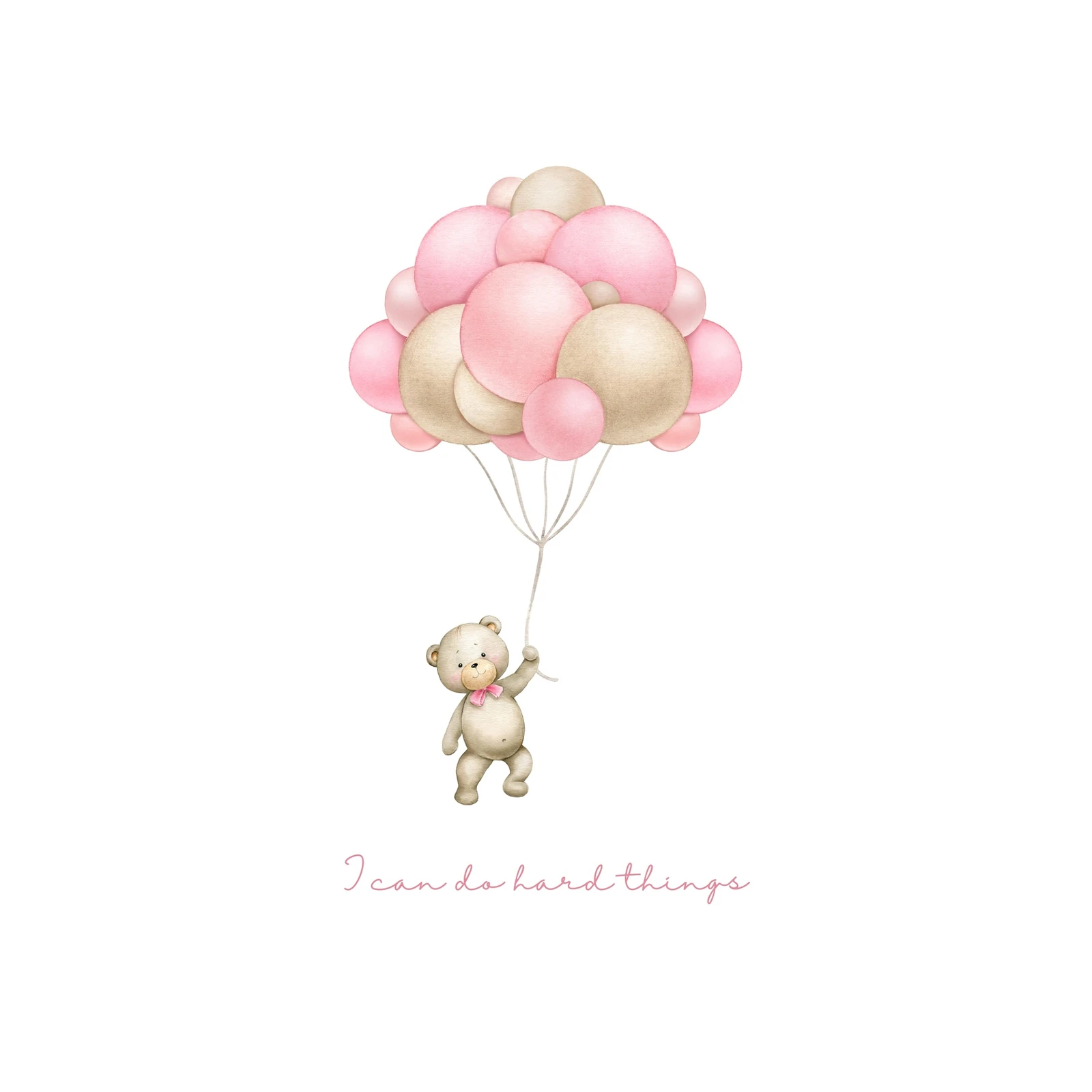 Teddy Bear Balloons "I Can Do Hard Things" Wall Art