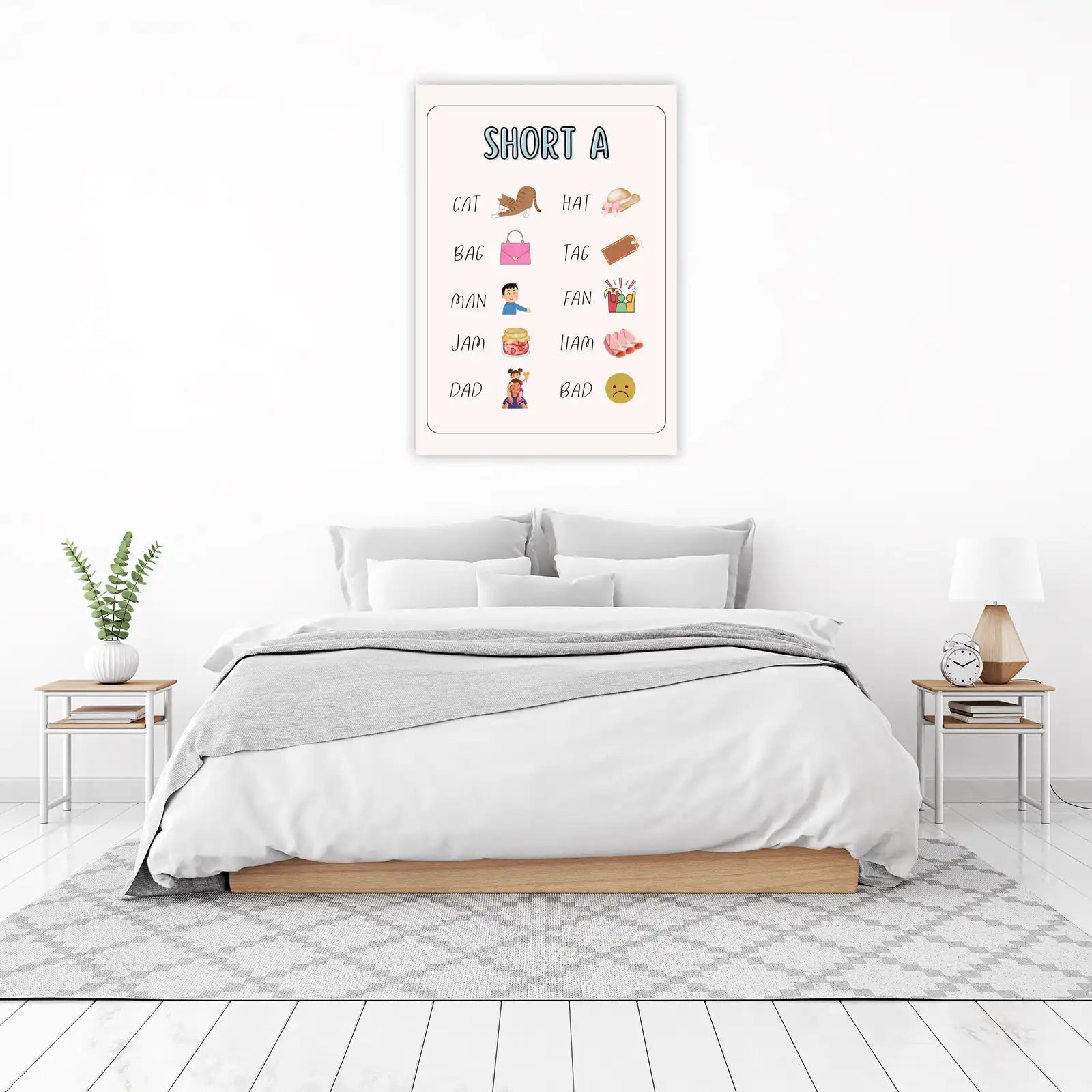 Learn Short 'A' Words Watercolor Wall Art