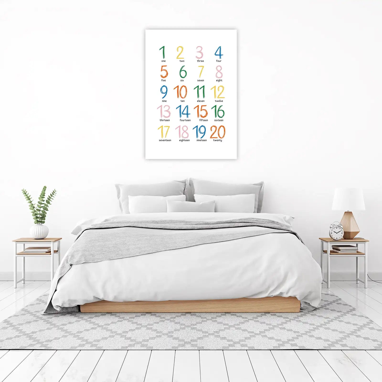 Colorful Numbers 1-20 Kids Educational Wall Art