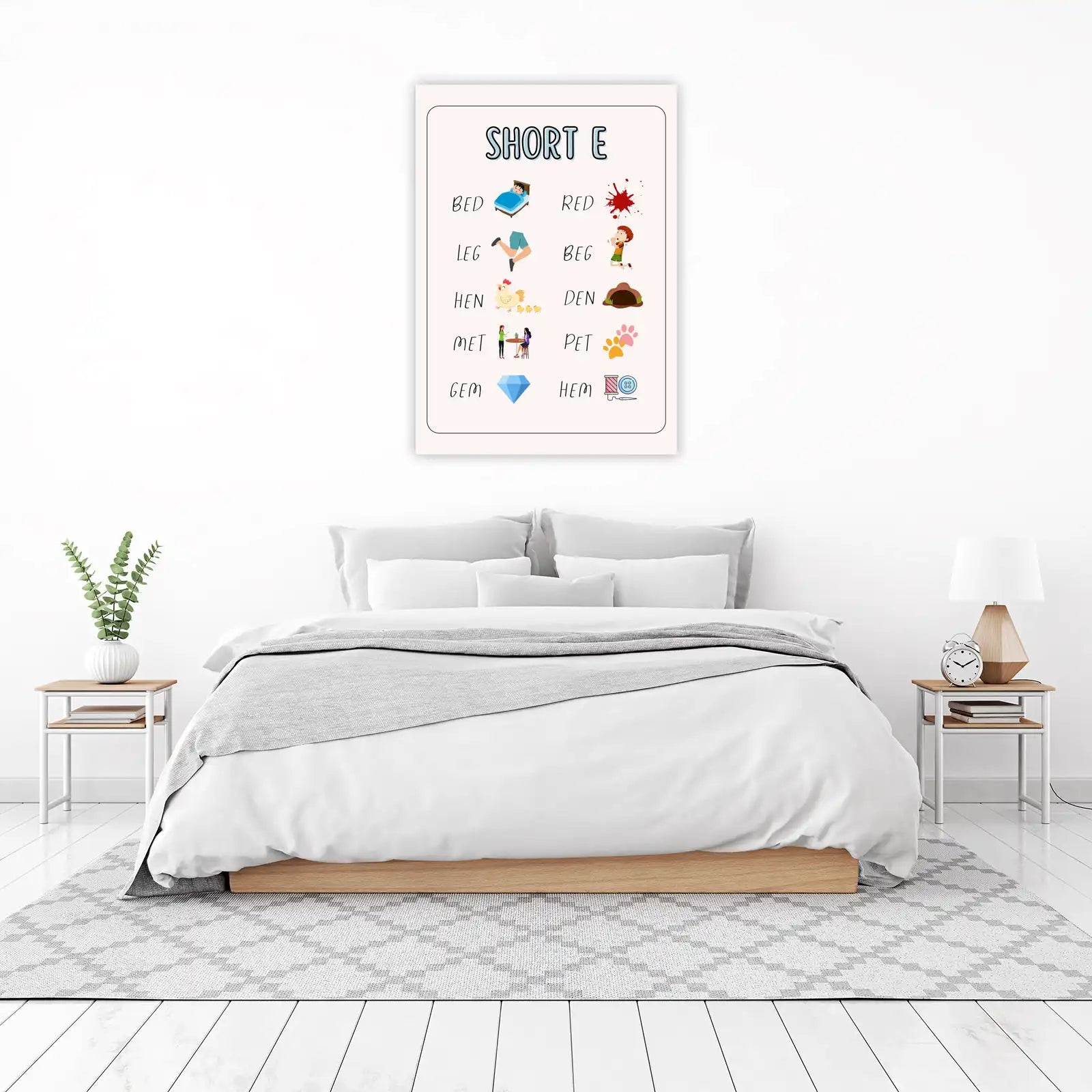 Short E Phonics Learning Wall Art