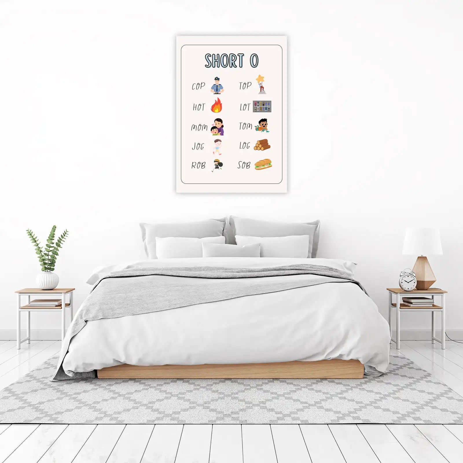 Short O Words Educational Wall Art