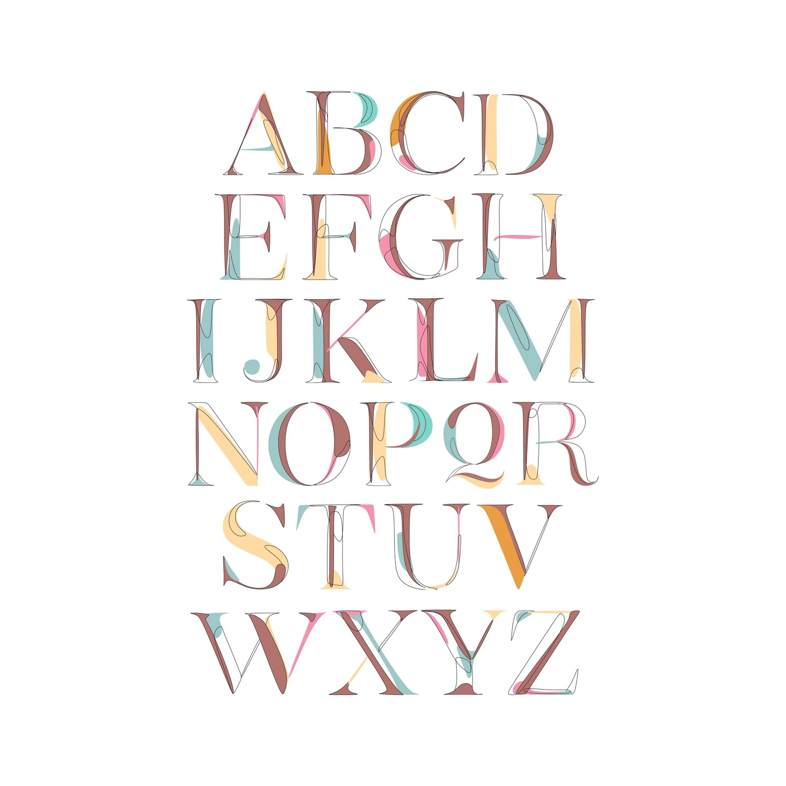 Elegant Alphabet Abstract Art Wall Art