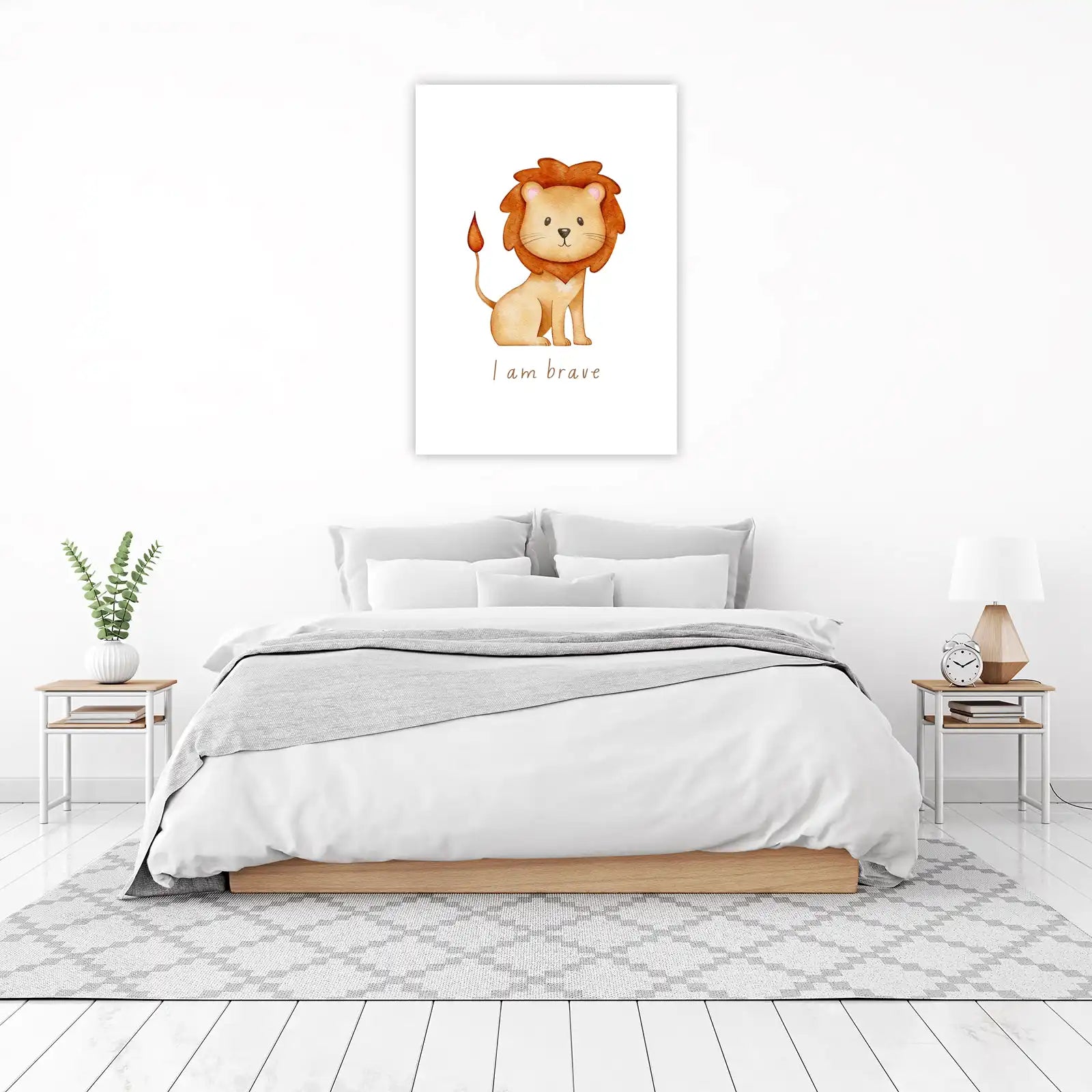Cute Brave Lion Watercolour Nursery Art Wall Art