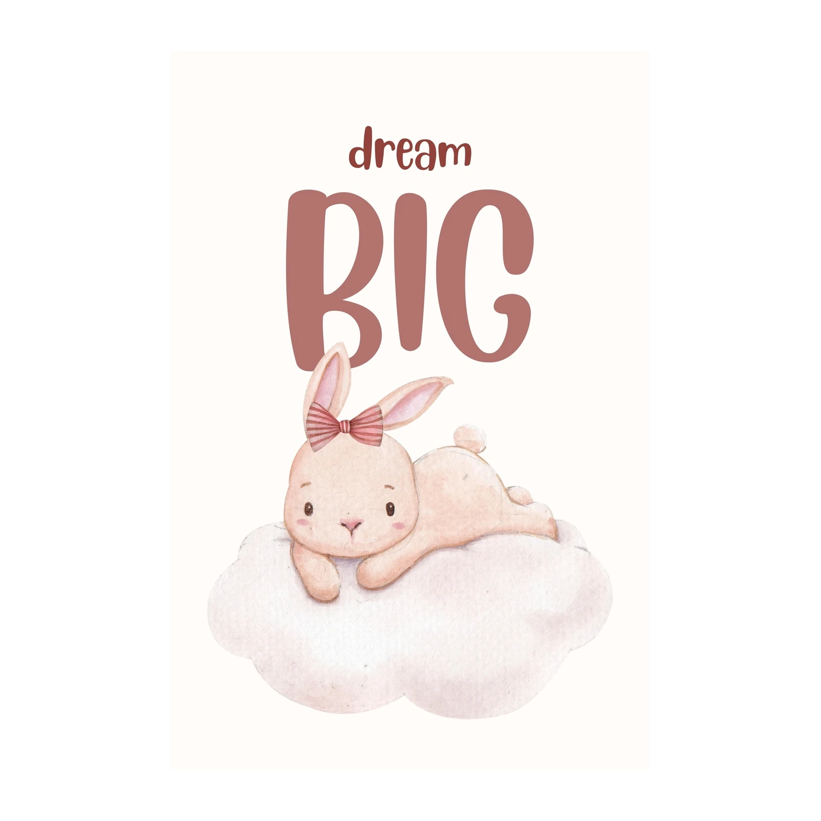 Dream Big Cute Bunny Nursery Art Wall Art