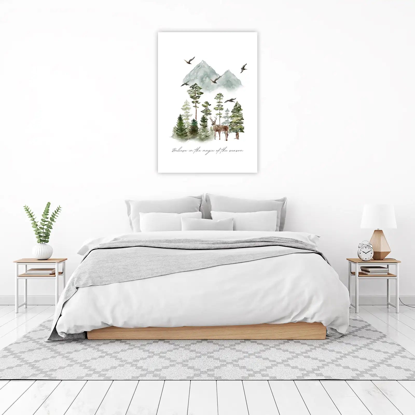 Enchanted Forest Deer & Mountains Wall Art