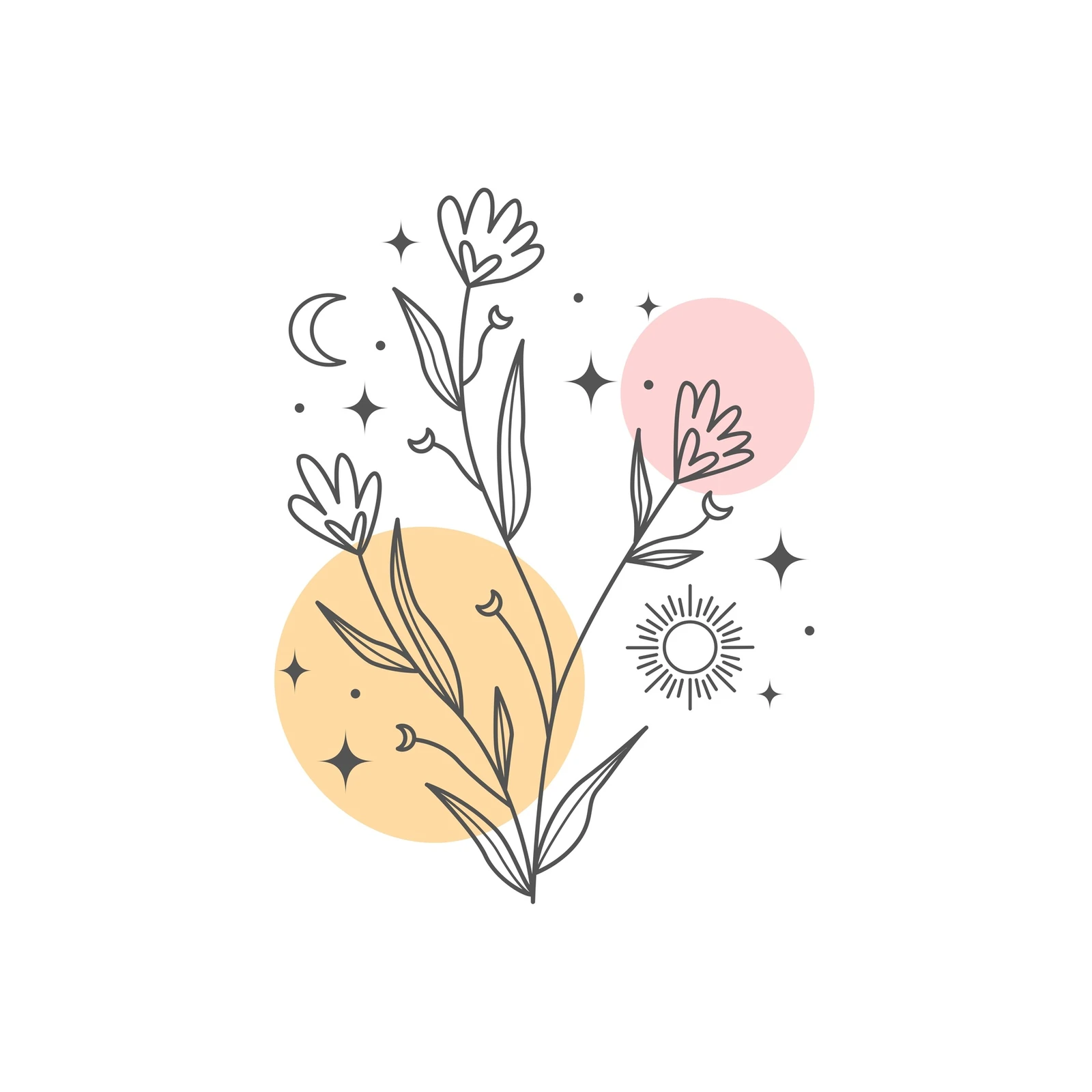 Celestial Botanical Line Art Wall Art
