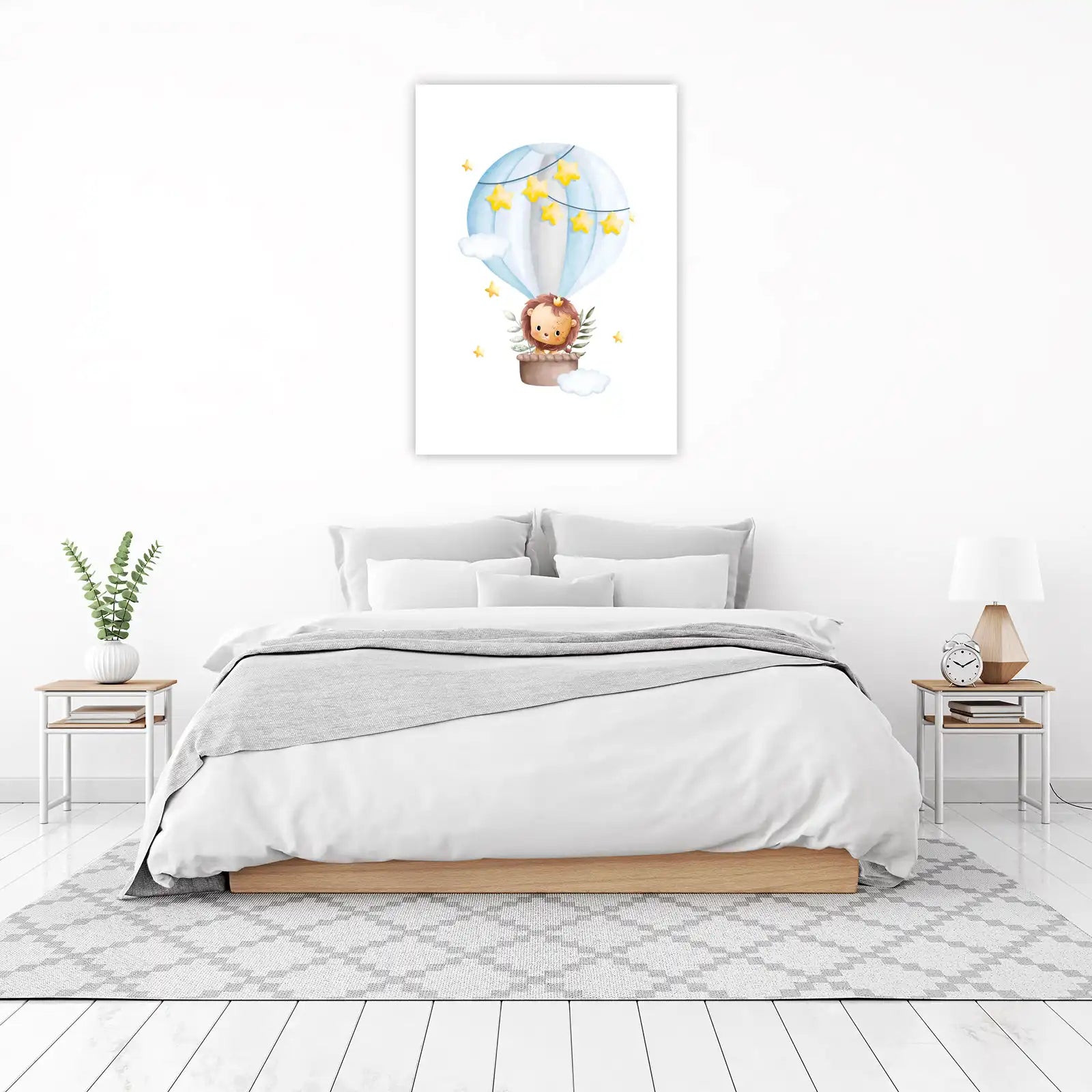Cute Lion Hot Air Balloon Nursery Wall Art
