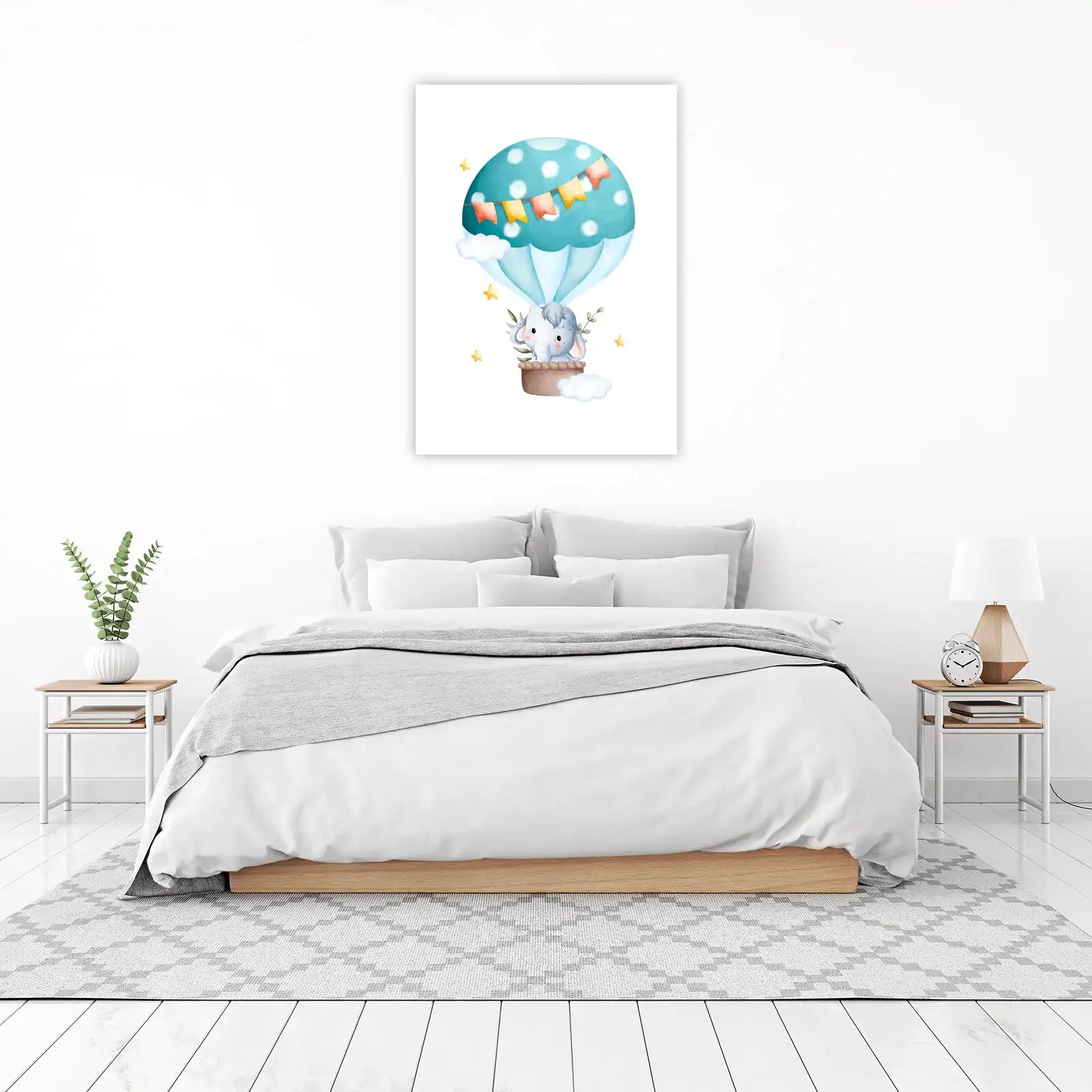 Adorable Elephant Hot Air Balloon Wall Art