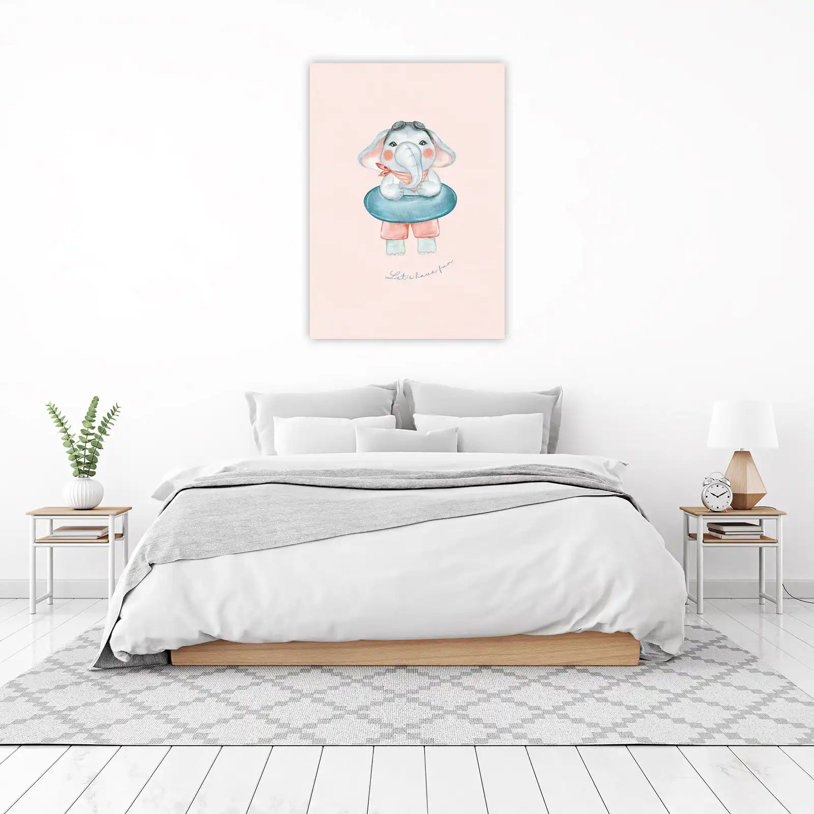 Cute Elephant "Let's Have Fun" Wall Art