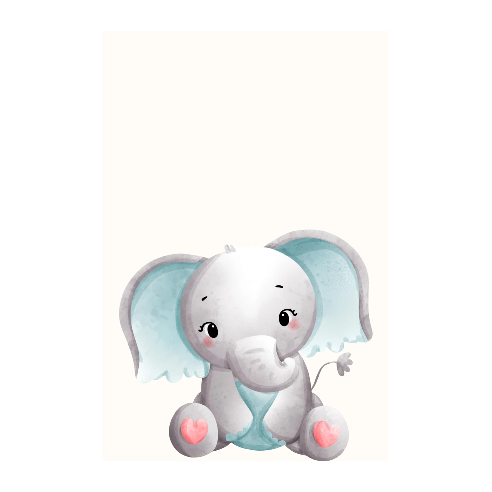 Adorable Baby Elephant Watercolor Wall Art