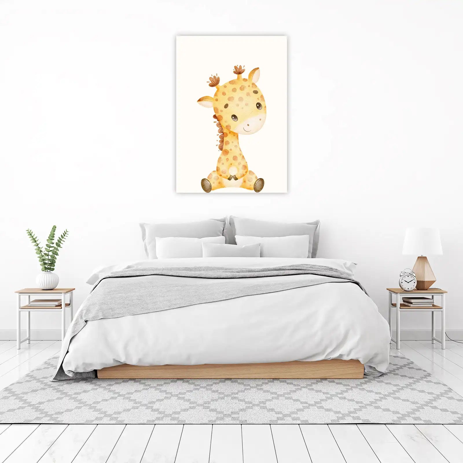 Cute Baby Giraffe Watercolor Nursery Wall Art