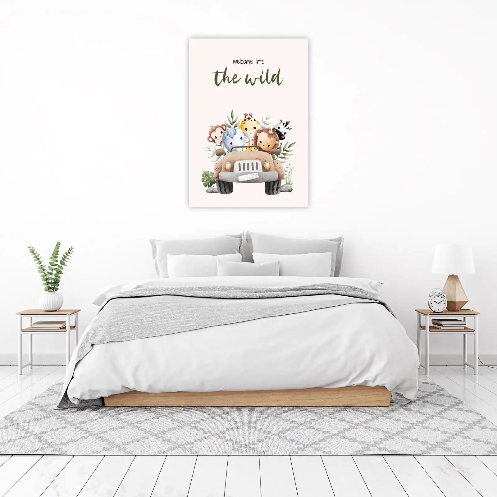 Cute Safari Animals Jeep Adventure Wall Art