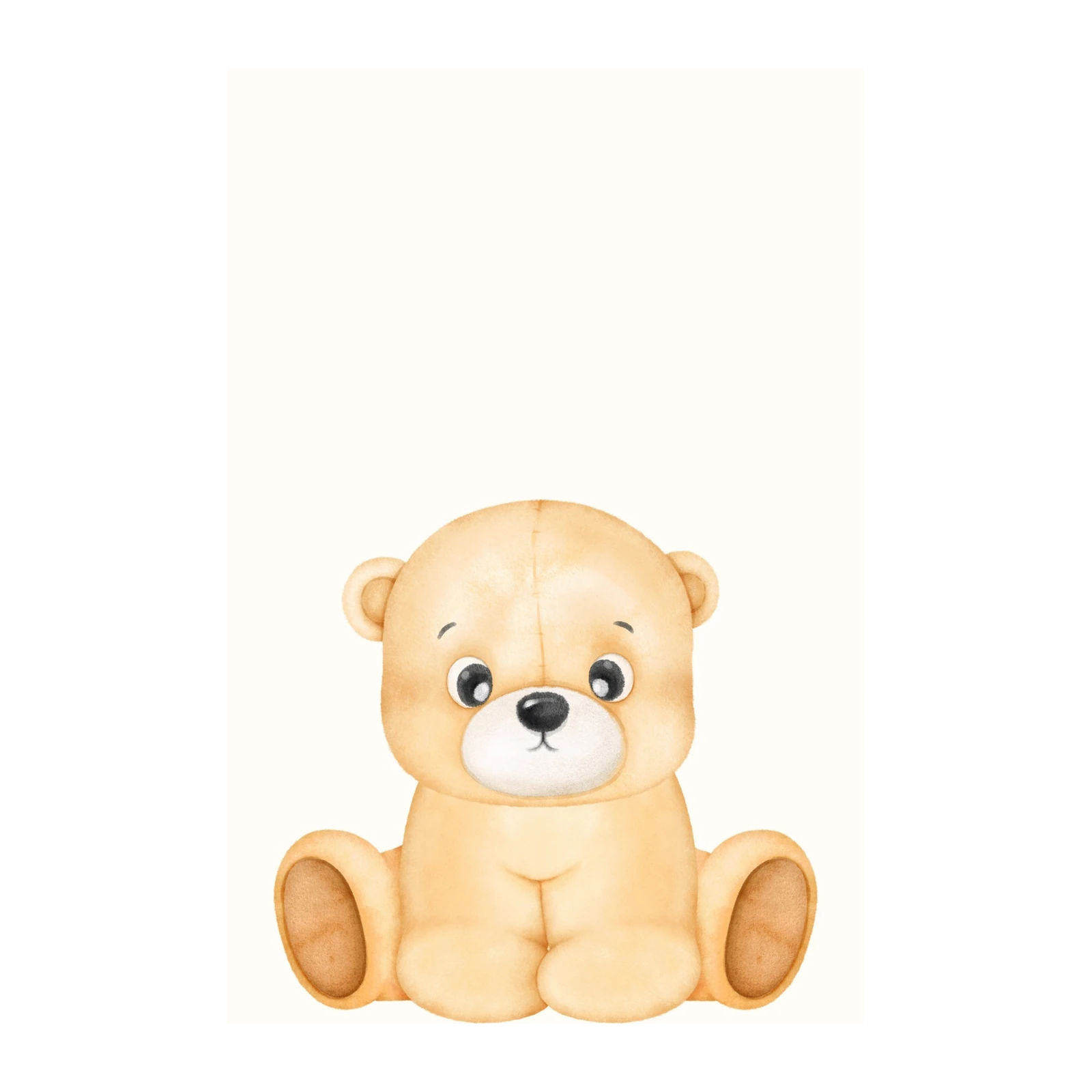 Adorable Teddy Bear Watercolor Nursery Wall Art