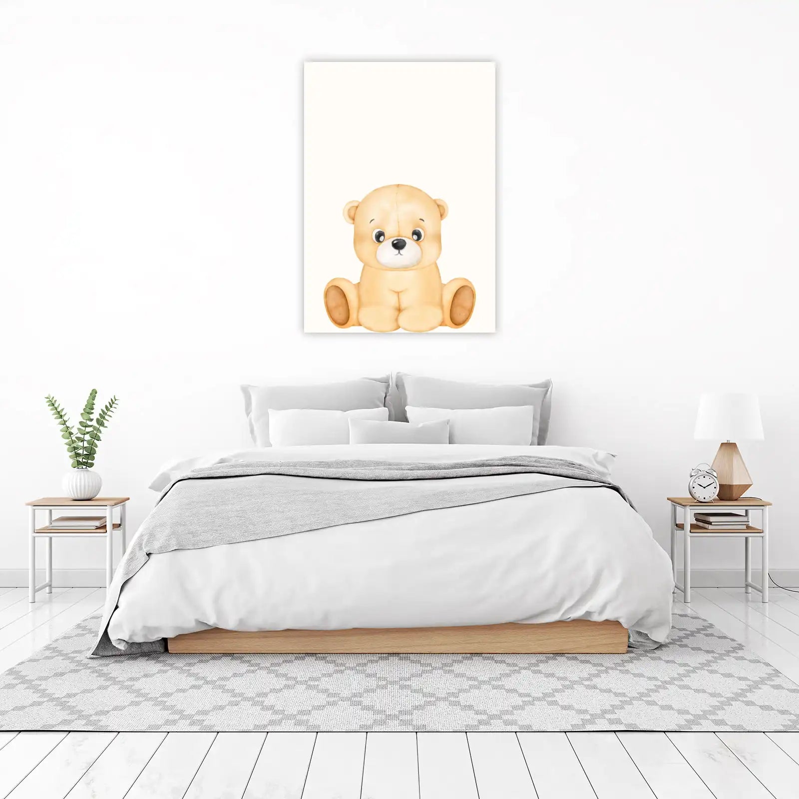 Adorable Teddy Bear Watercolor Nursery Wall Art