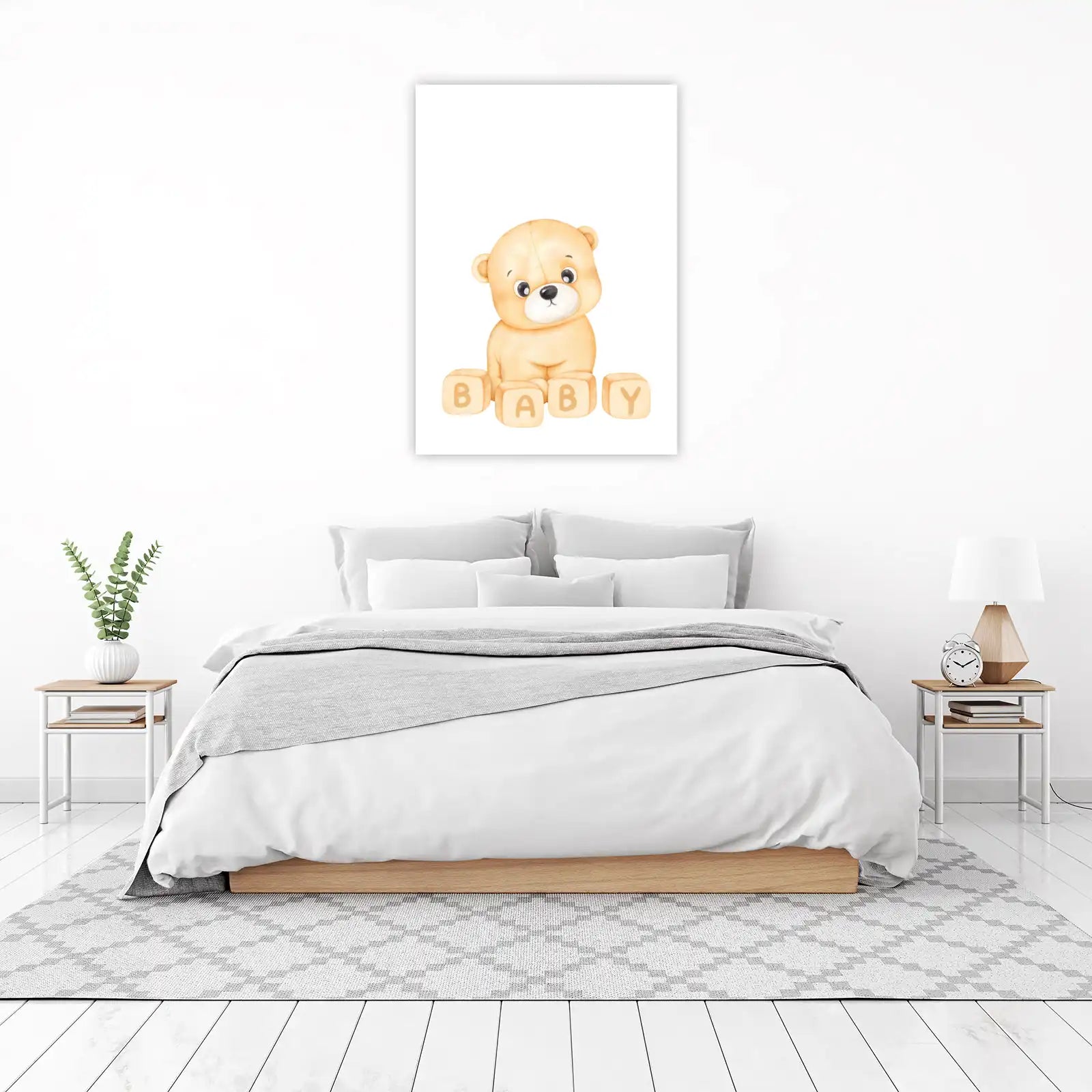 Adorable Teddy Bear Baby Blocks Wall Art
