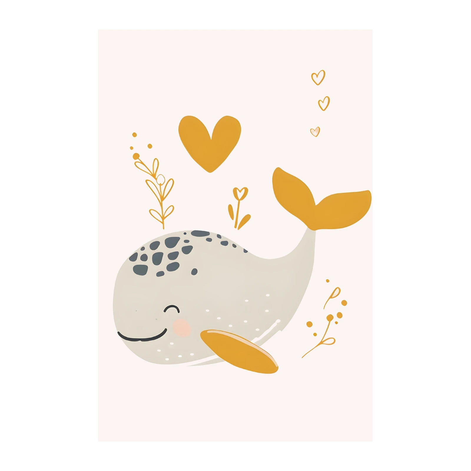 Whimsical Whale Heart Boho Nursery Wall Art