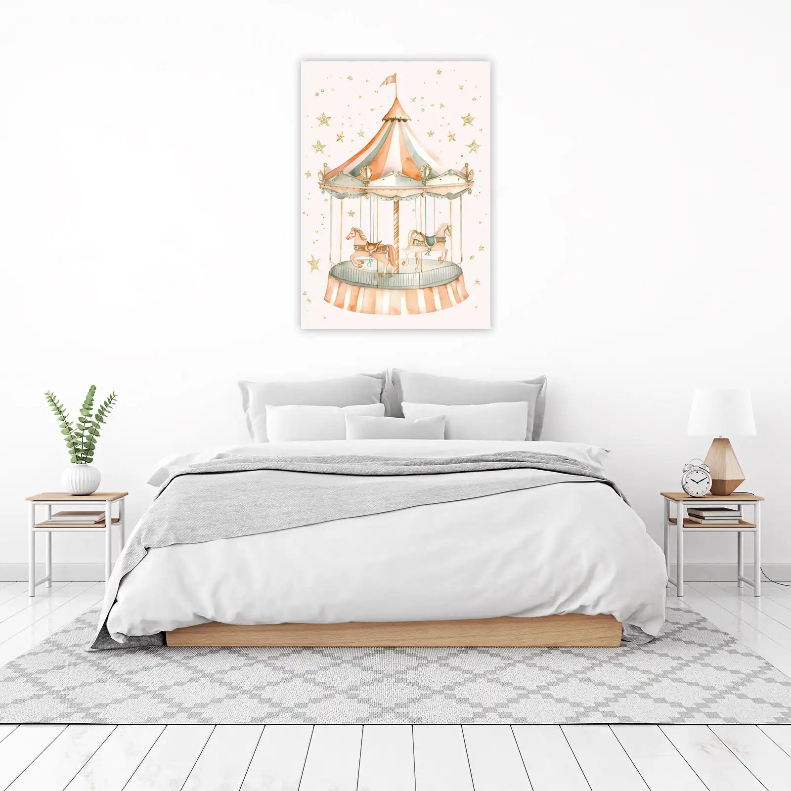 Whimsical Carousel Horse Watercolor Wall Art