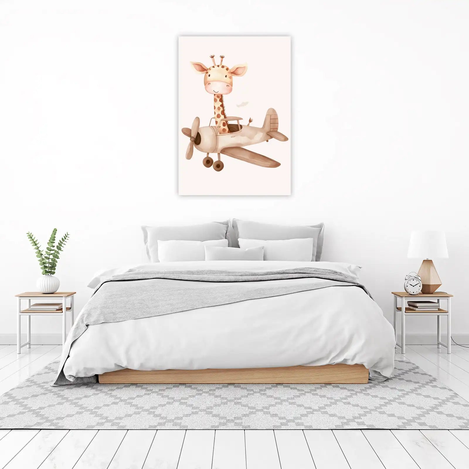 Cute Giraffe Pilot Flying Plane Wall Art