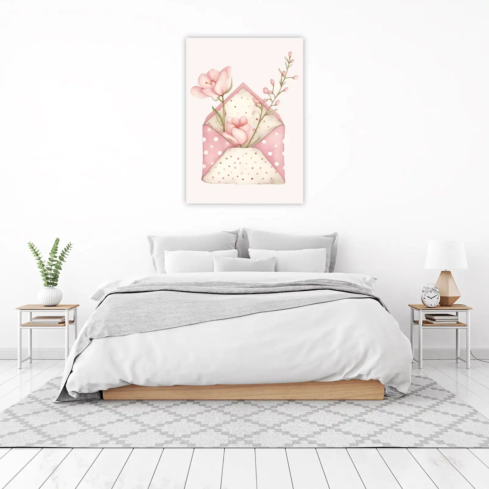 Pink Floral Love Letter Watercolor Wall Art