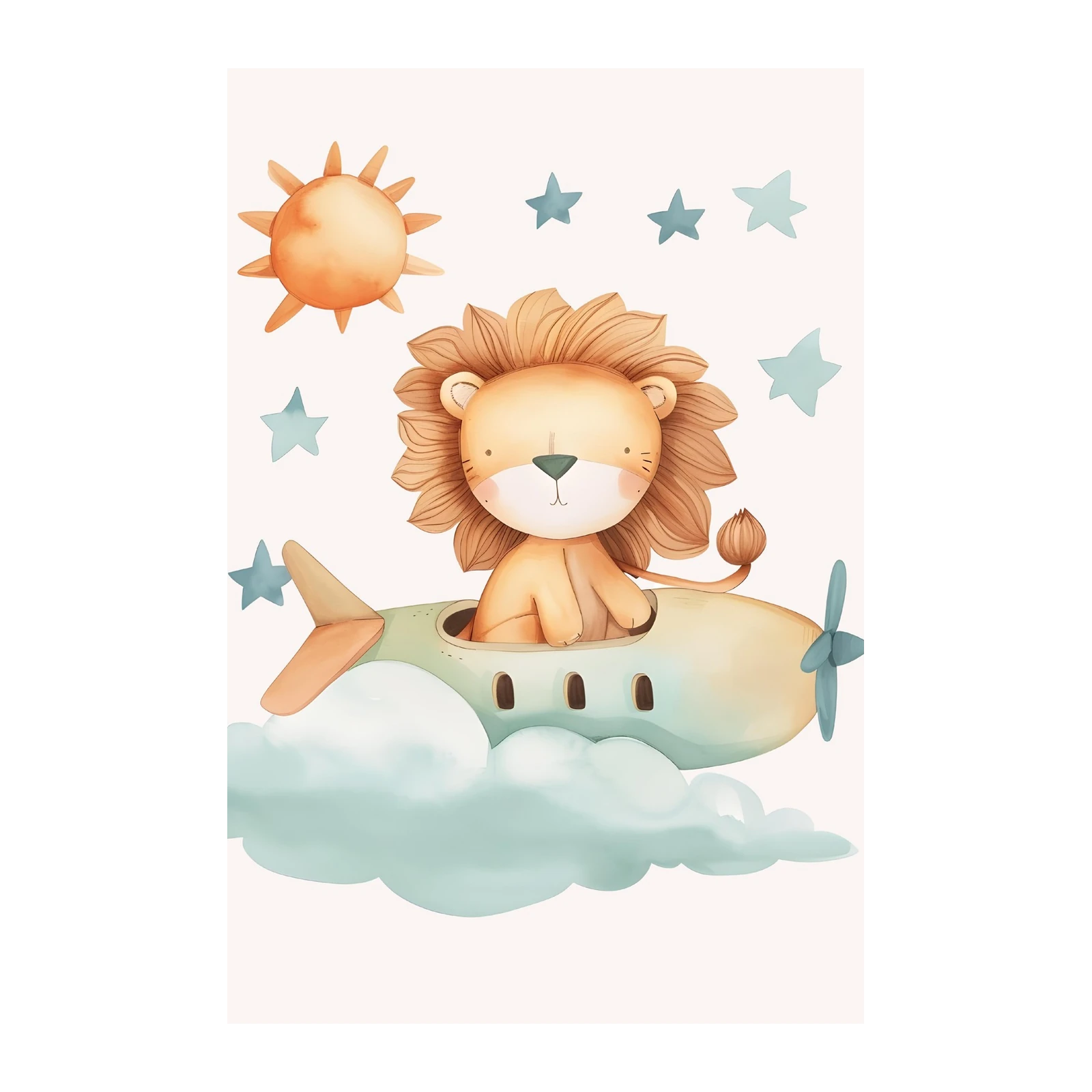 Cute Lion Pilot Adventure Wall Art