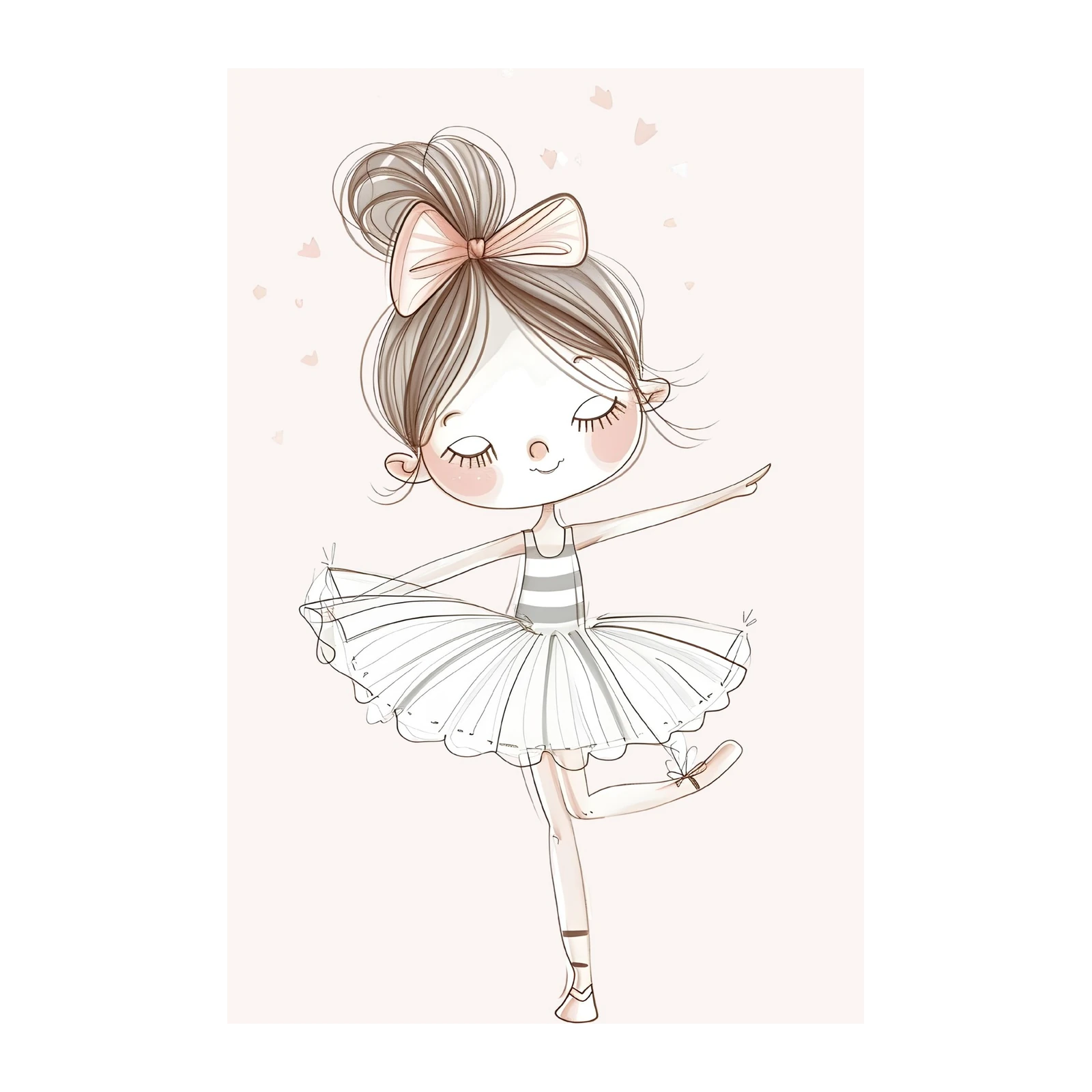 Adorable Ballerina Girl Sketch Wall Art