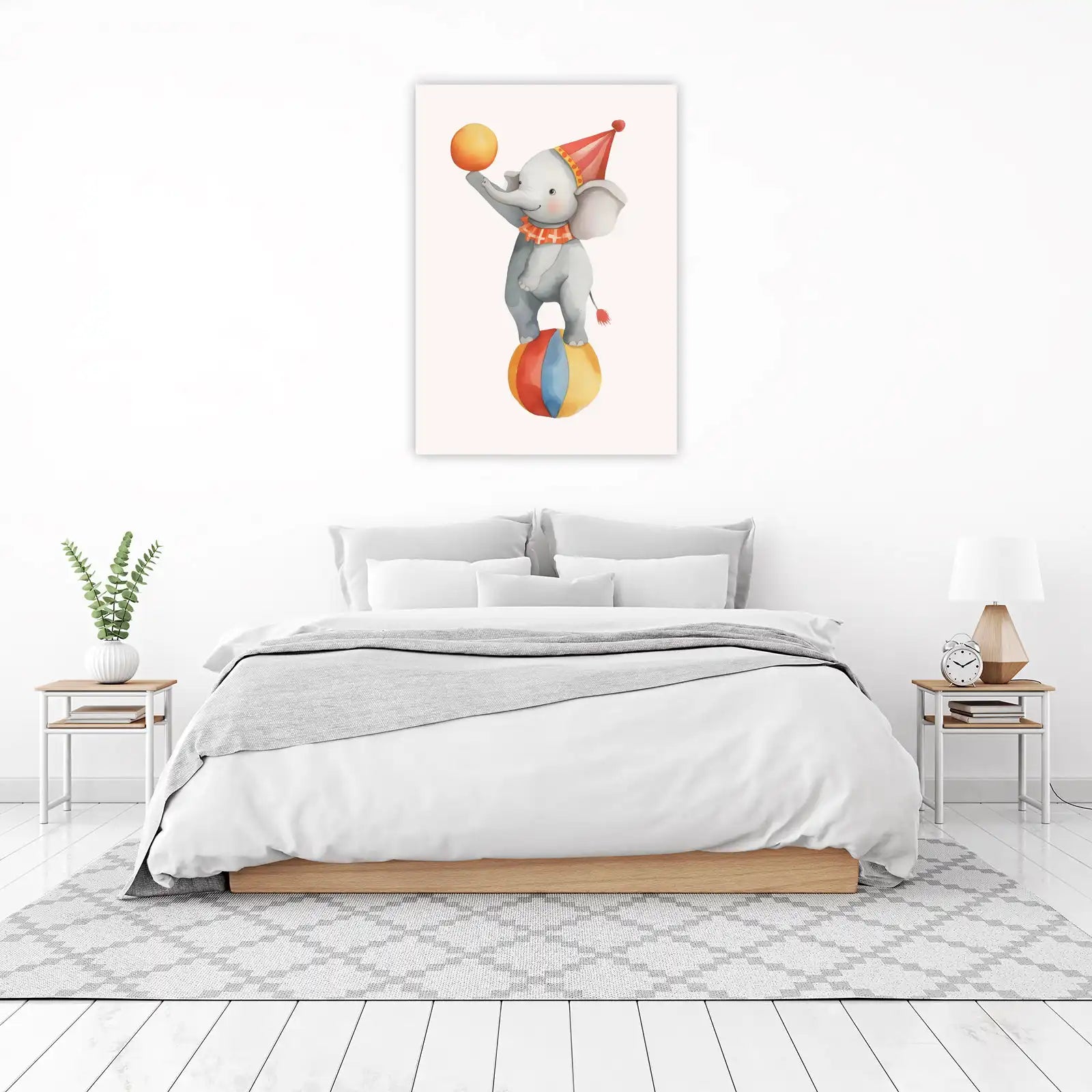 Whimsical Circus Elephant Balance Ball Wall Art