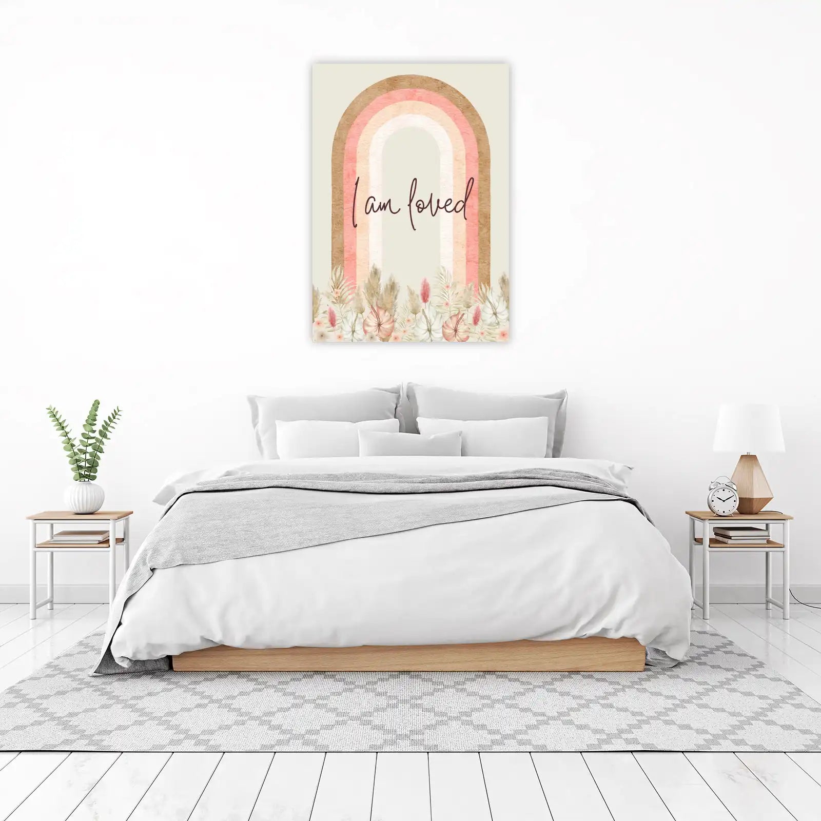 Boho "I Am Loved" Rainbow Wall Art