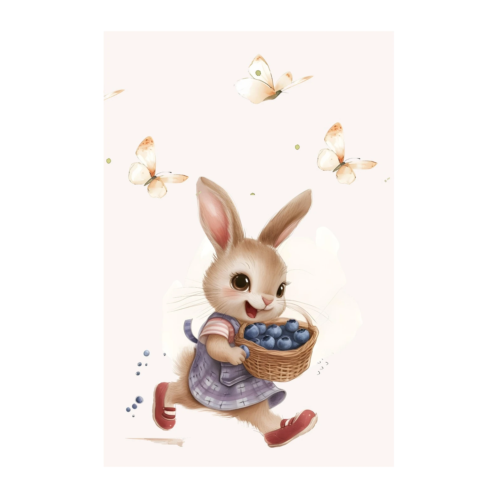 Adorable Bunny Blueberry Adventure Wall Art