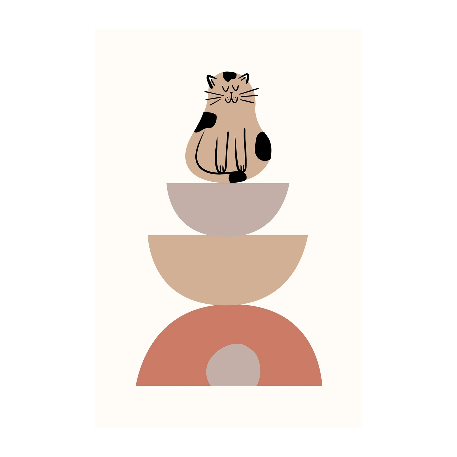 Zen Cat Boho Abstract Wall Art