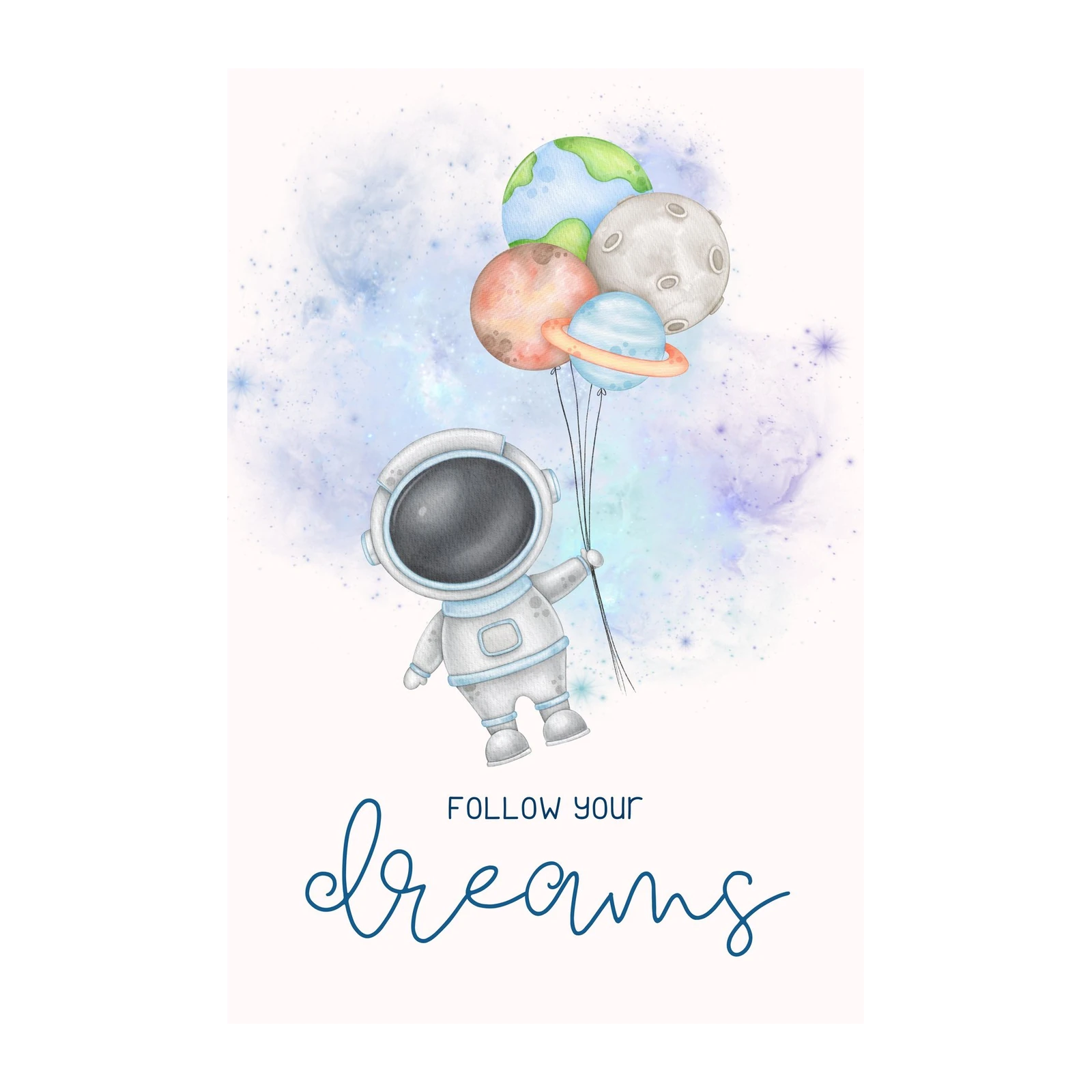 Astronaut Planet Balloons Dream Wall Art