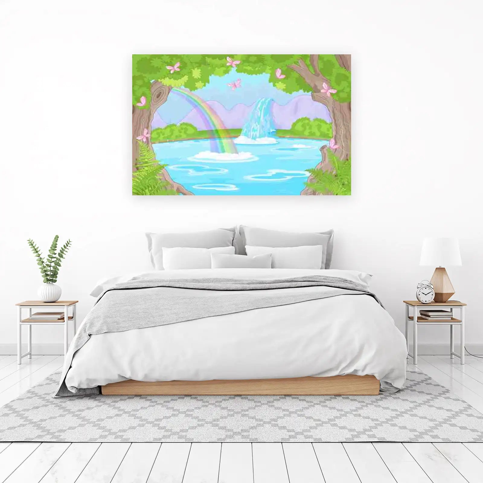 Enchanting Rainbow Waterfall Nature Wall Art