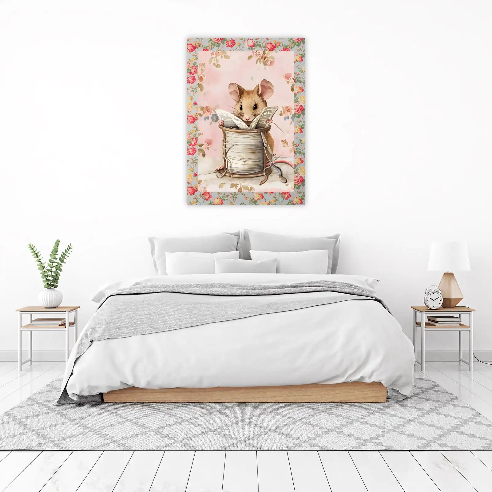 Whimsical Mouse Reading Vintage News Wall Art