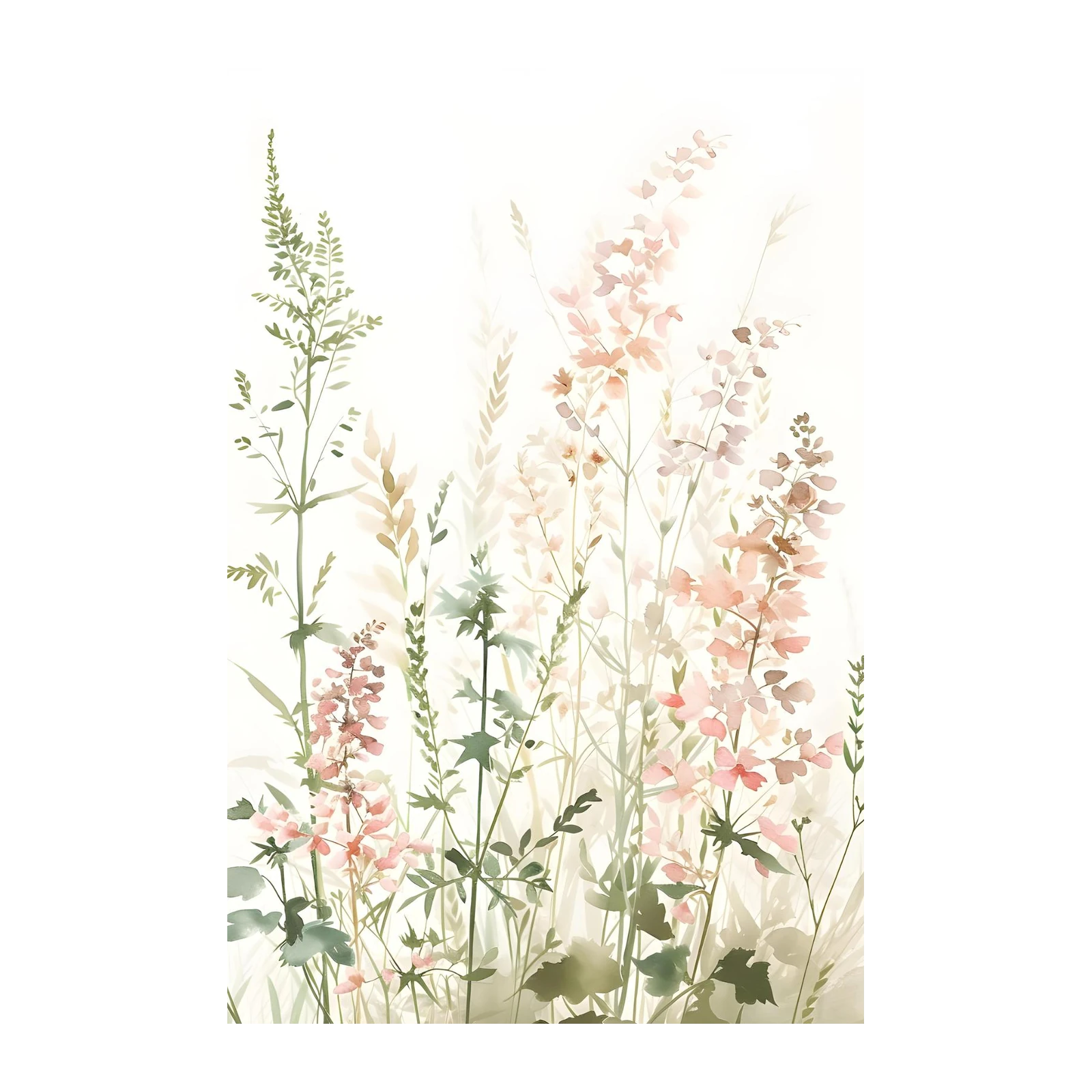 Soft Meadow Watercolor Floral Wall Art