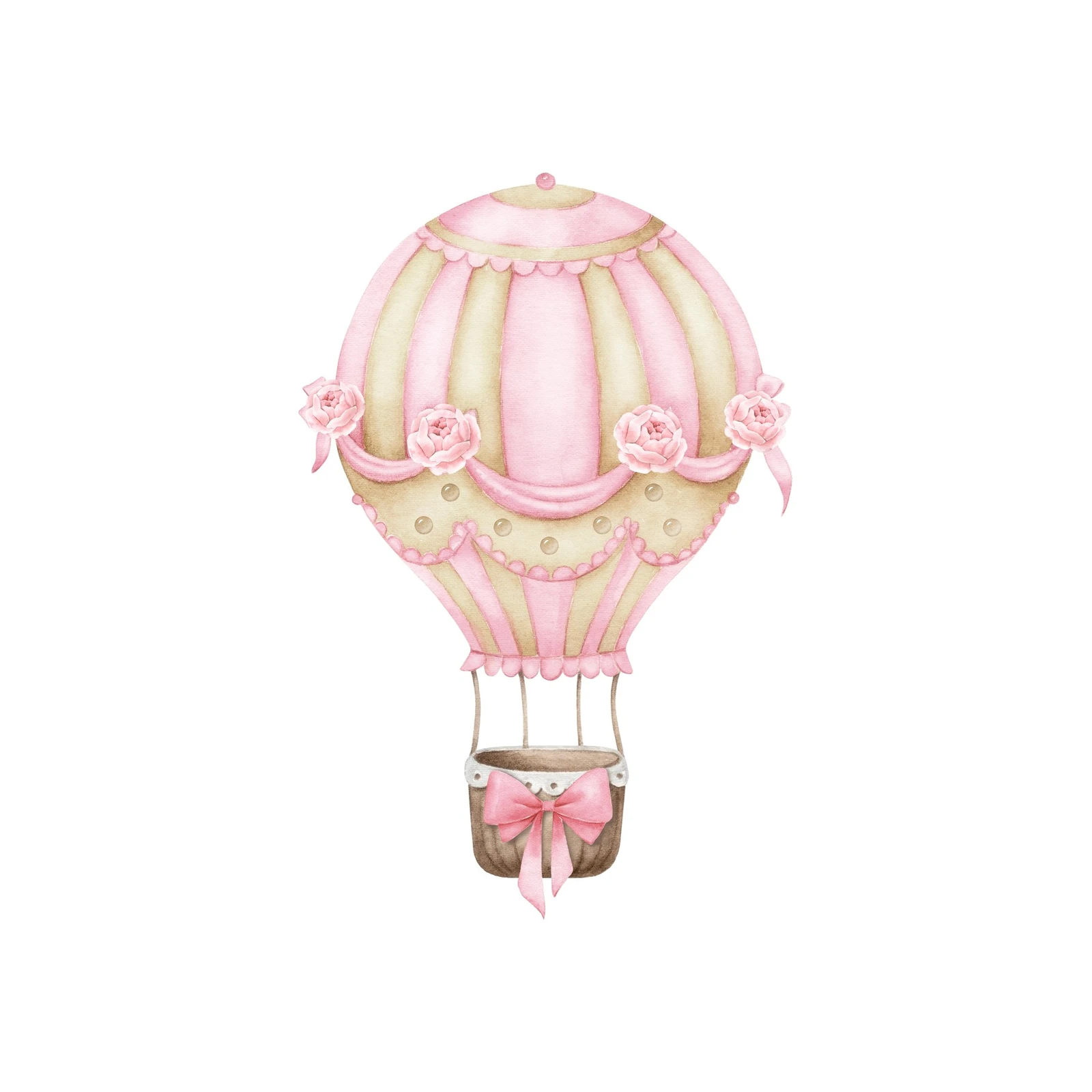 Whimsical Pink Hot Air Balloon Wall Art