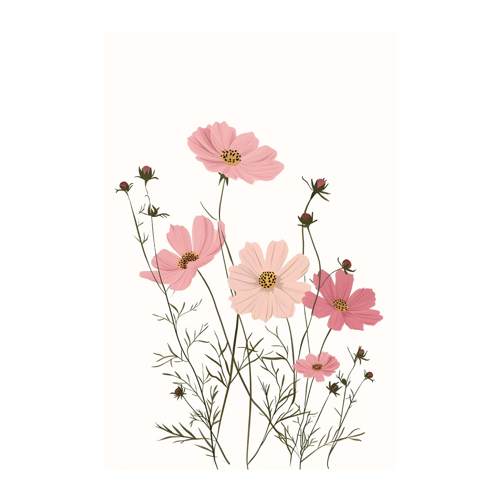 Pink Cosmos Floral Art Wall Art