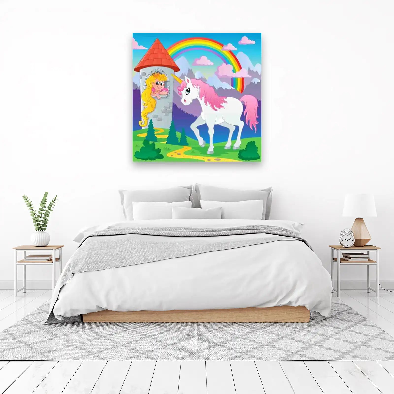 Magical Unicorn Princess & Rainbow Wall Art