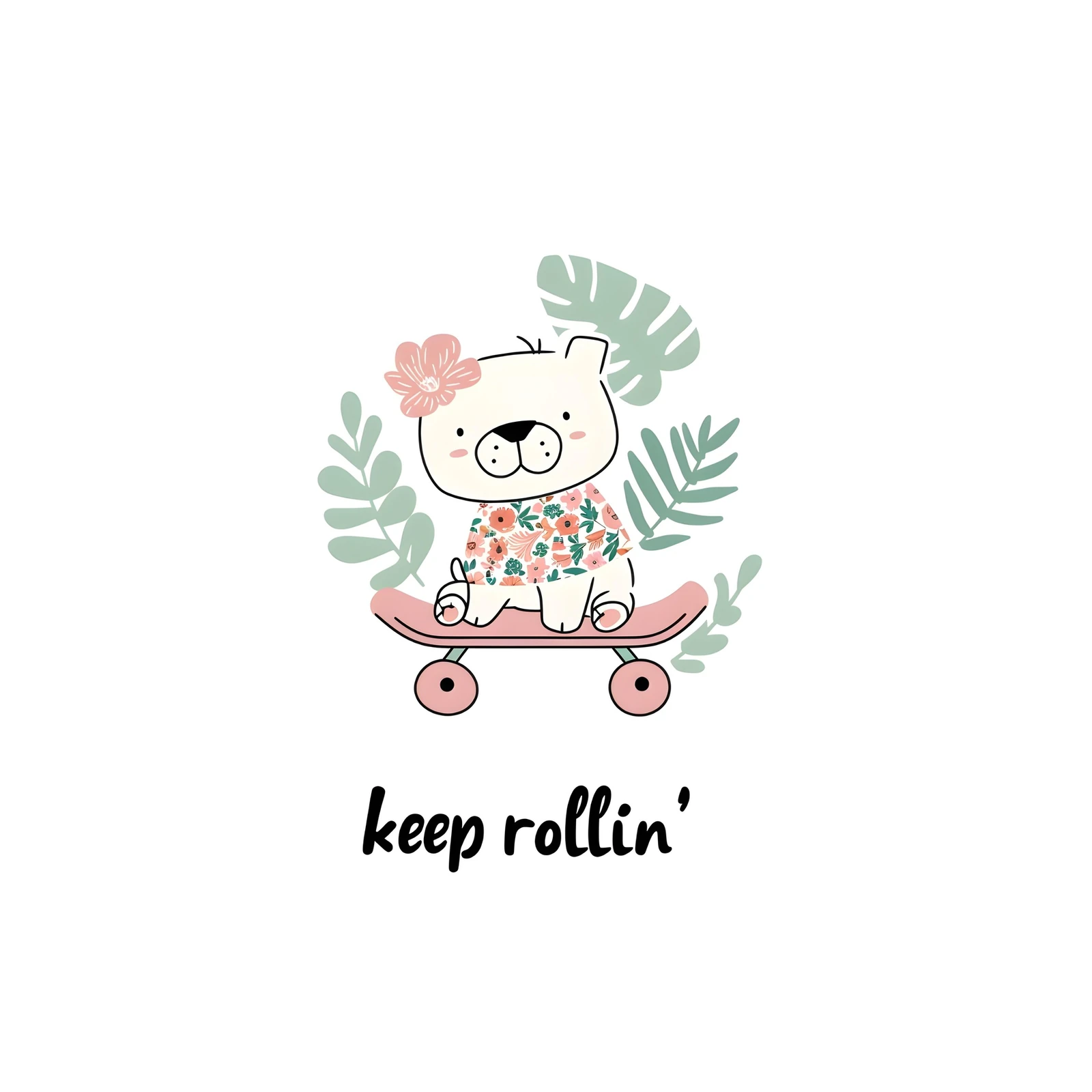 Cute Bear on Skateboard Wall Art