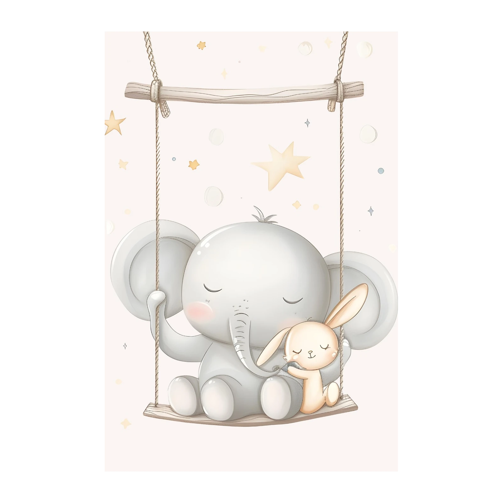 Sweet Elephant & Bunny Swing Wall Art