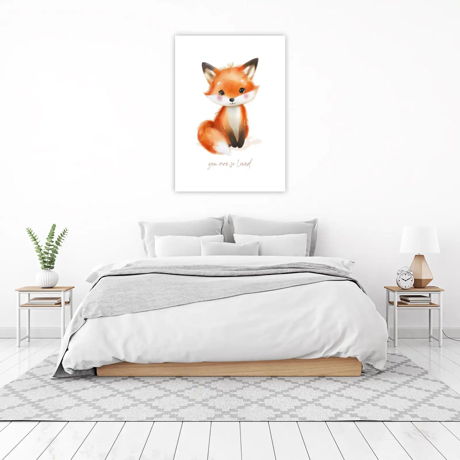 Cute Watercolor Fox "You Are So Loved" Wall Art