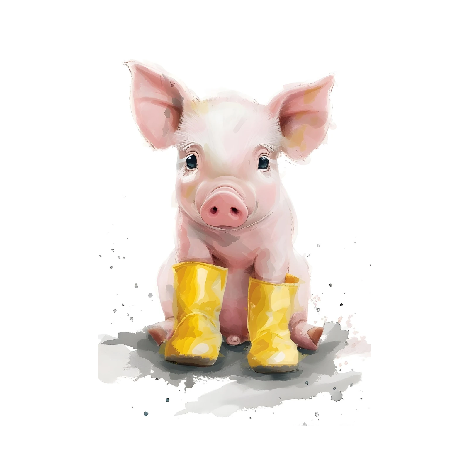 Cute Piggy in Yellow Boots Wall Art