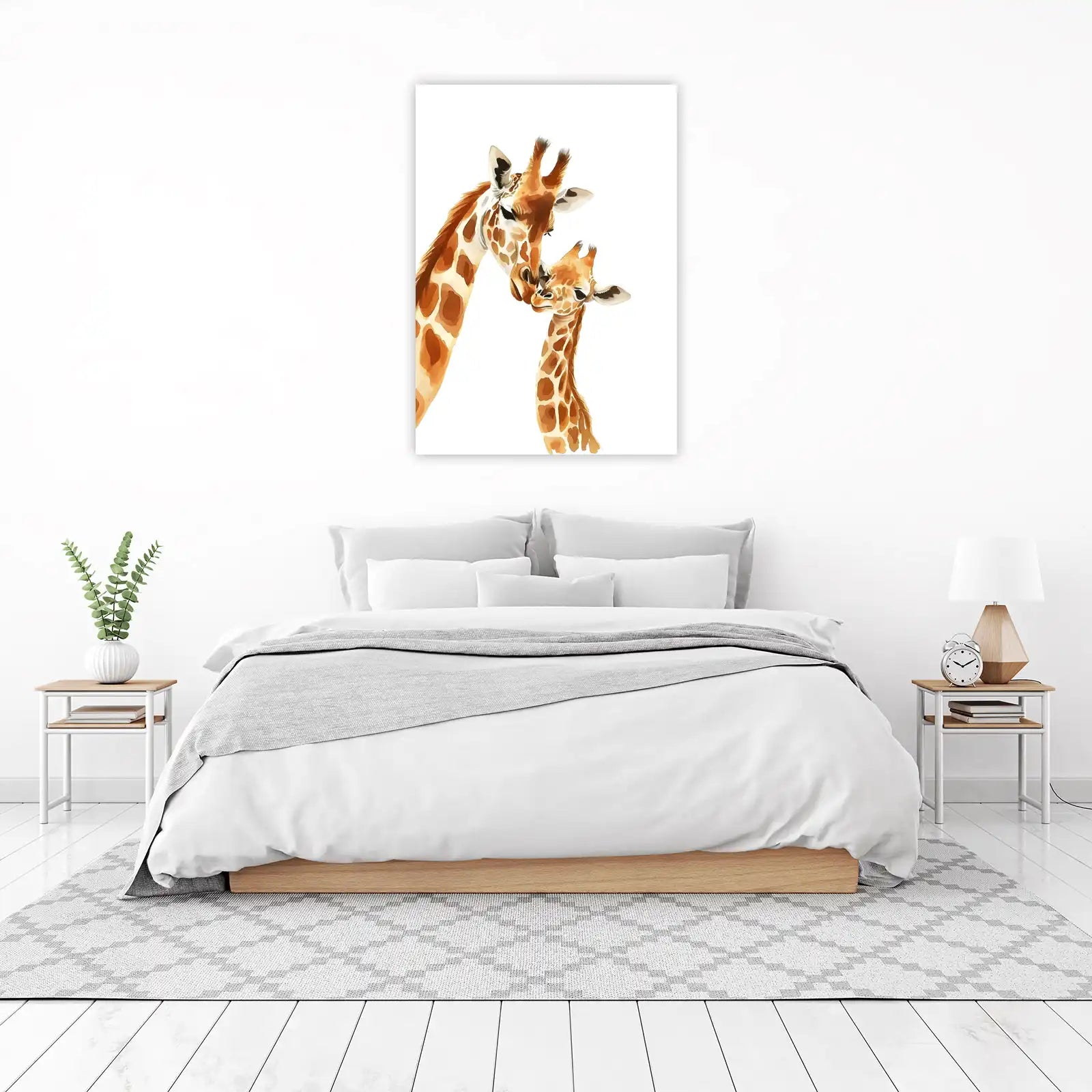 Tender Giraffe Love Watercolor Wall Art