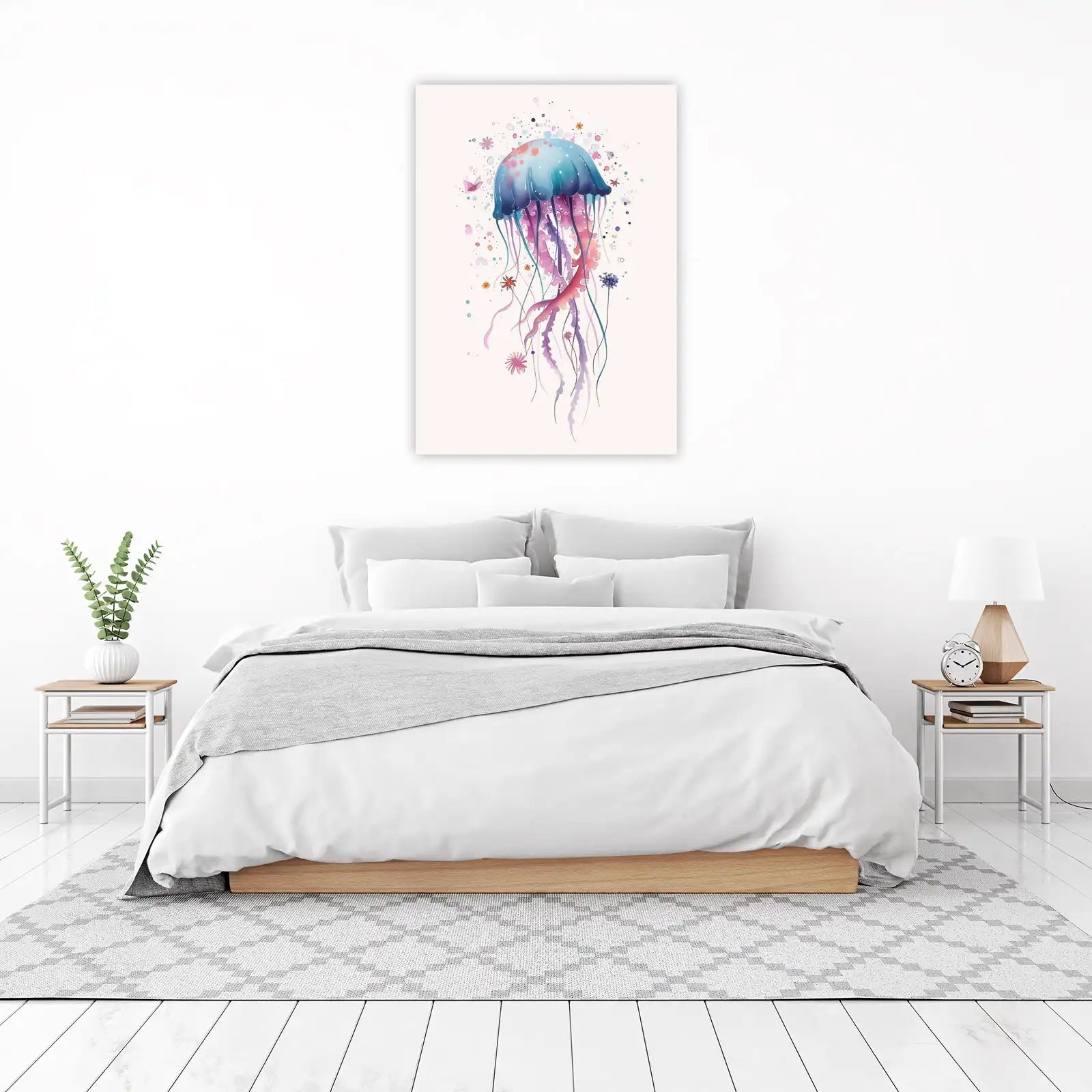 Whimsical Jellyfish Watercolor Wall Art
