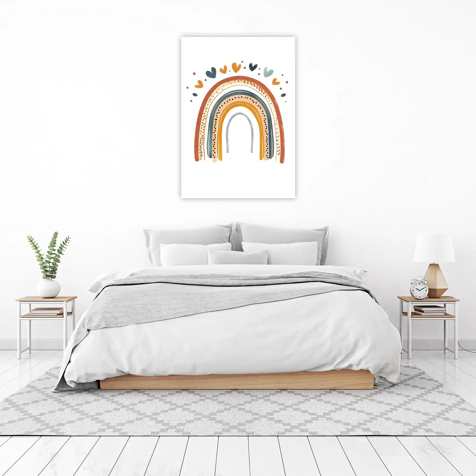 Boho Rainbow Heart Nursery Wall Art
