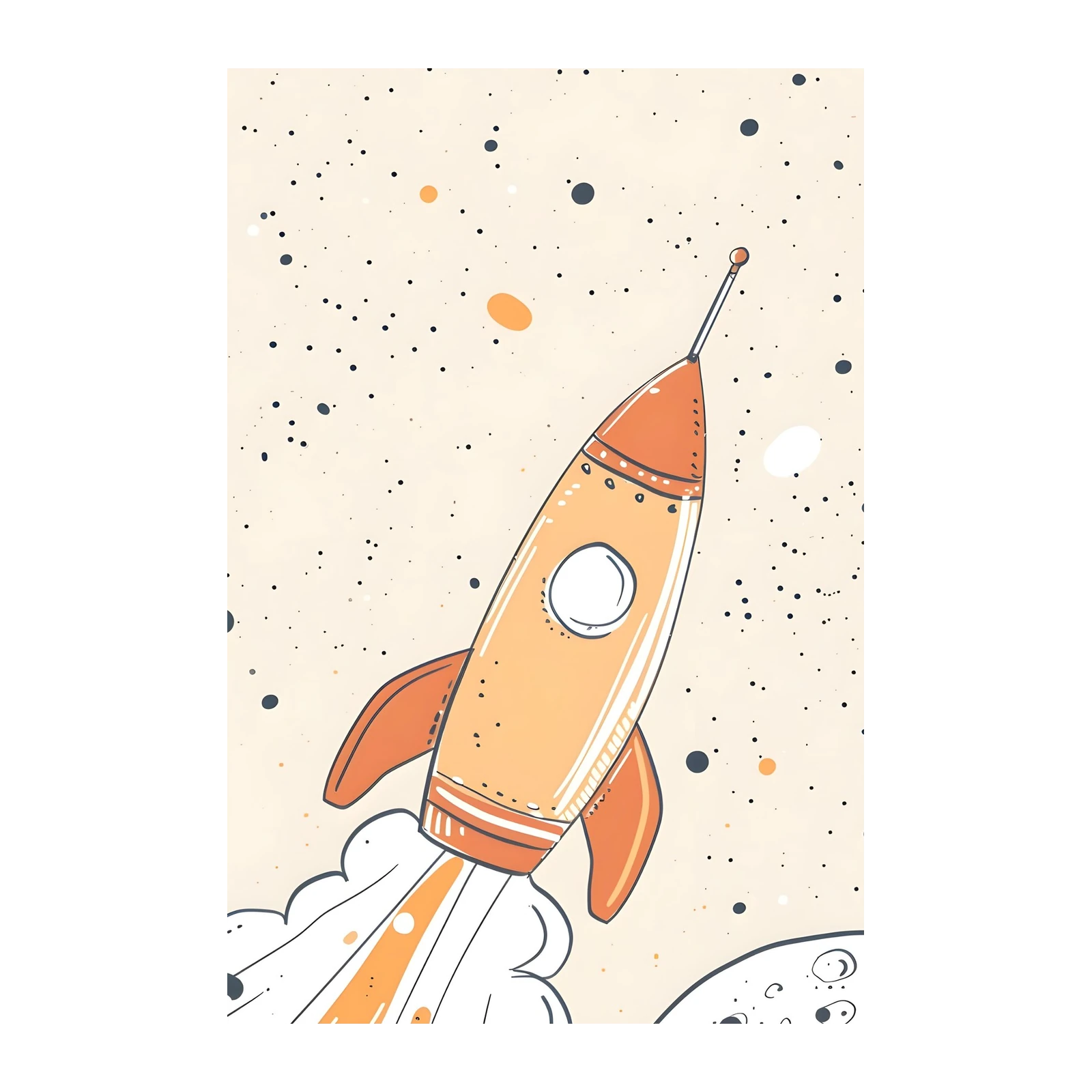 Whimsical Rocket Blast Off Wall Art