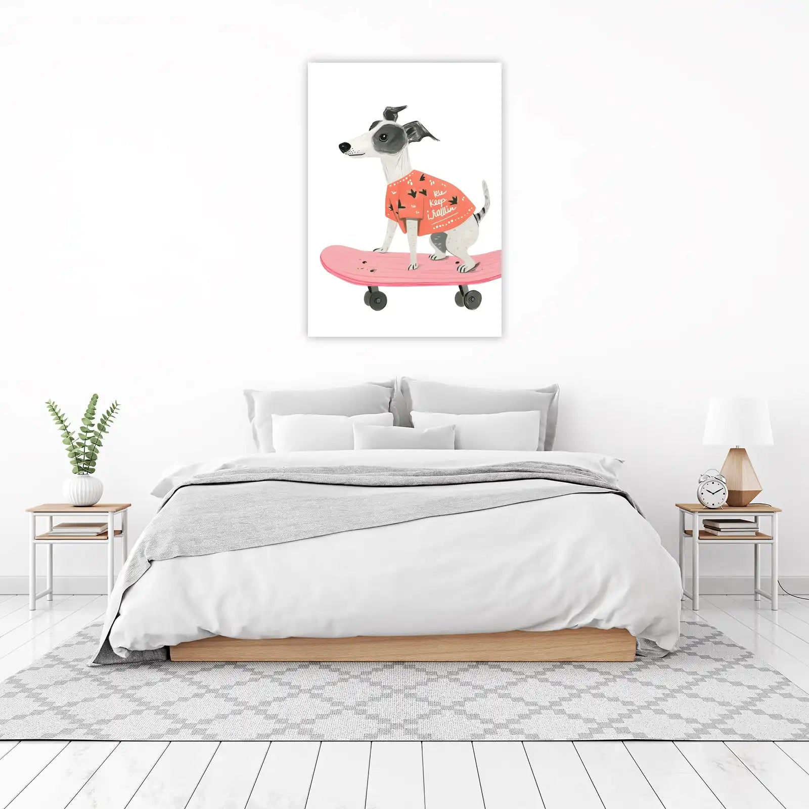 Cool Dog on Skateboard Wall Art
