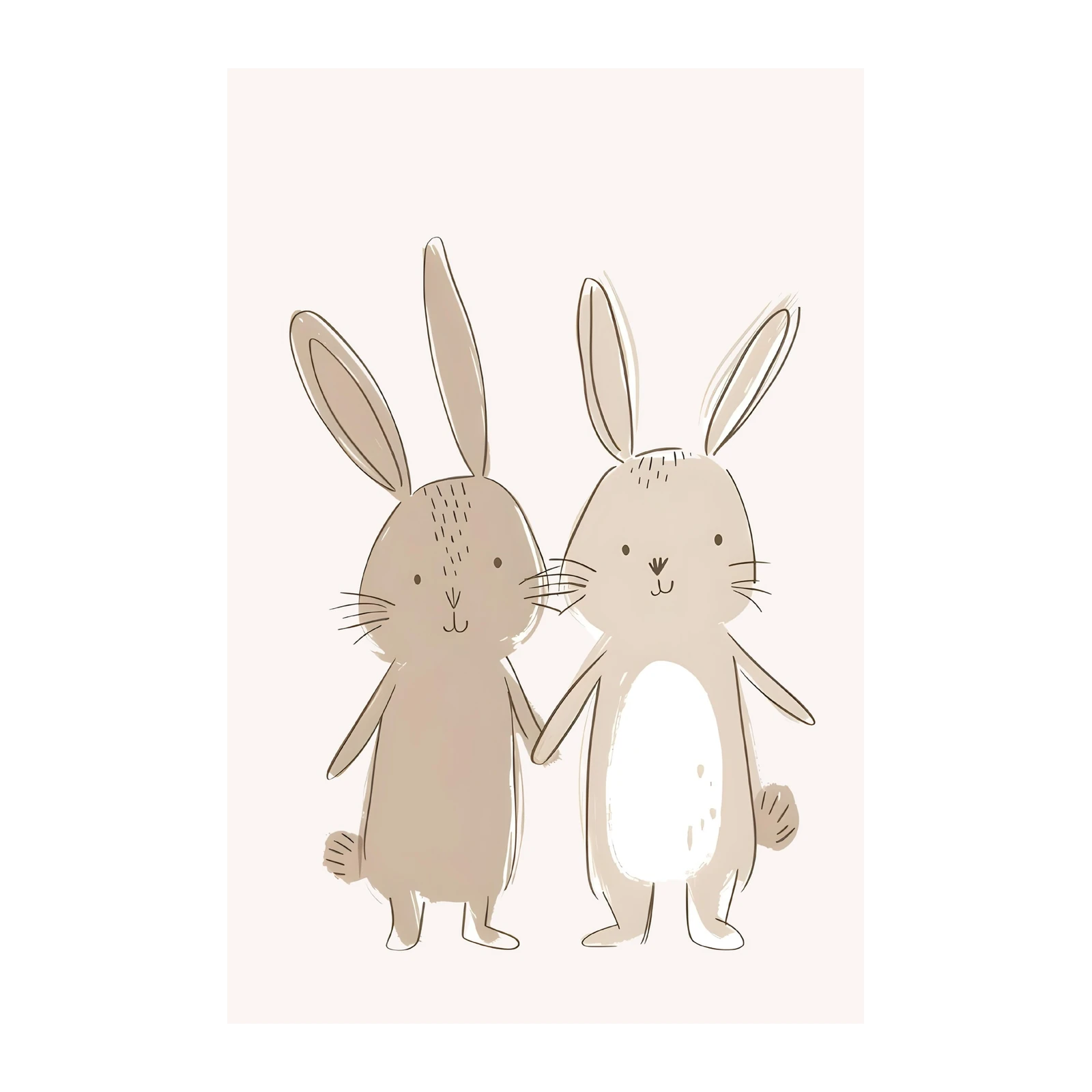 Adorable Bunny Friends Beige Wall Art