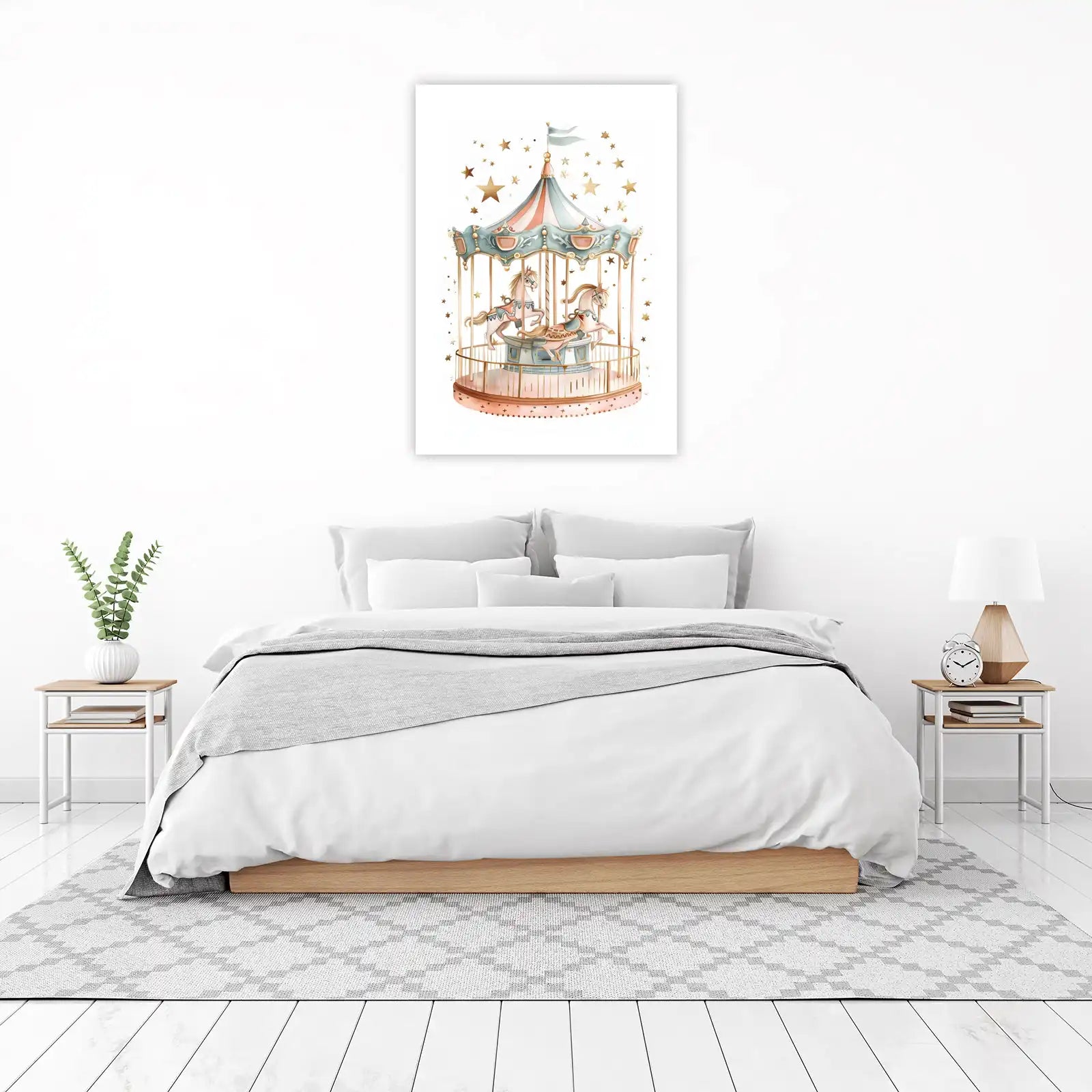 Whimsical Carousel Horses & Stars Wall Art