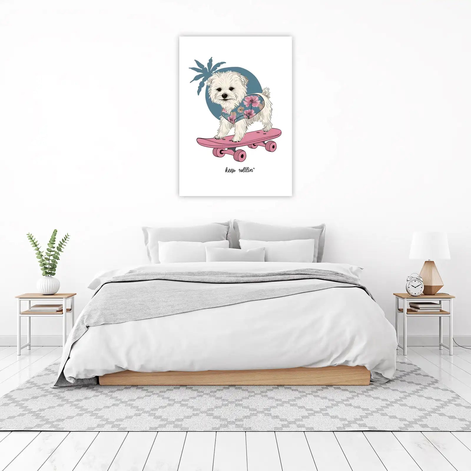 Cool Skater Dog Hawaiian Shirt Wall Art